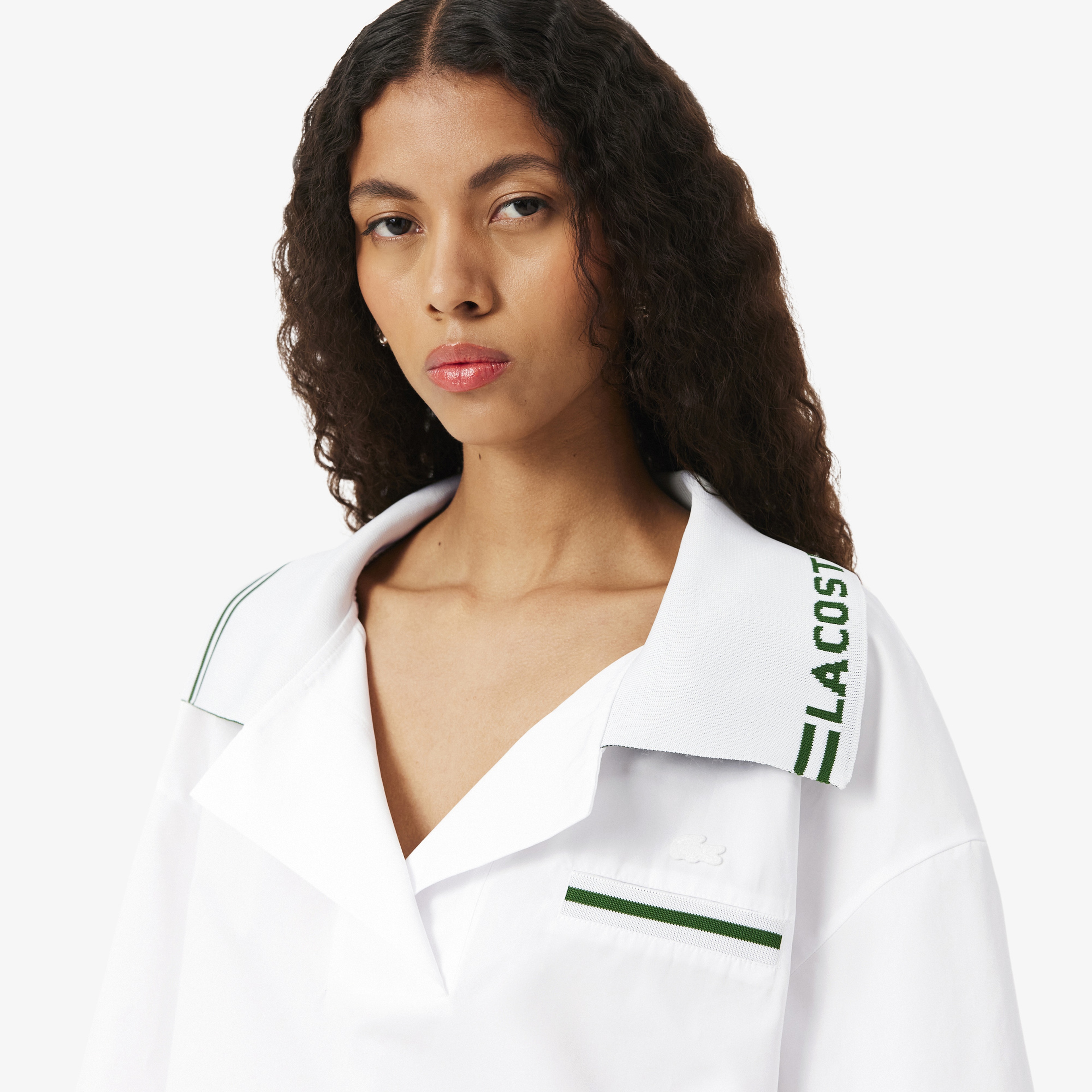 SS26 RUNWAY Kadın Relaxed Fit Kısa Kollu Beyaz Gömlek