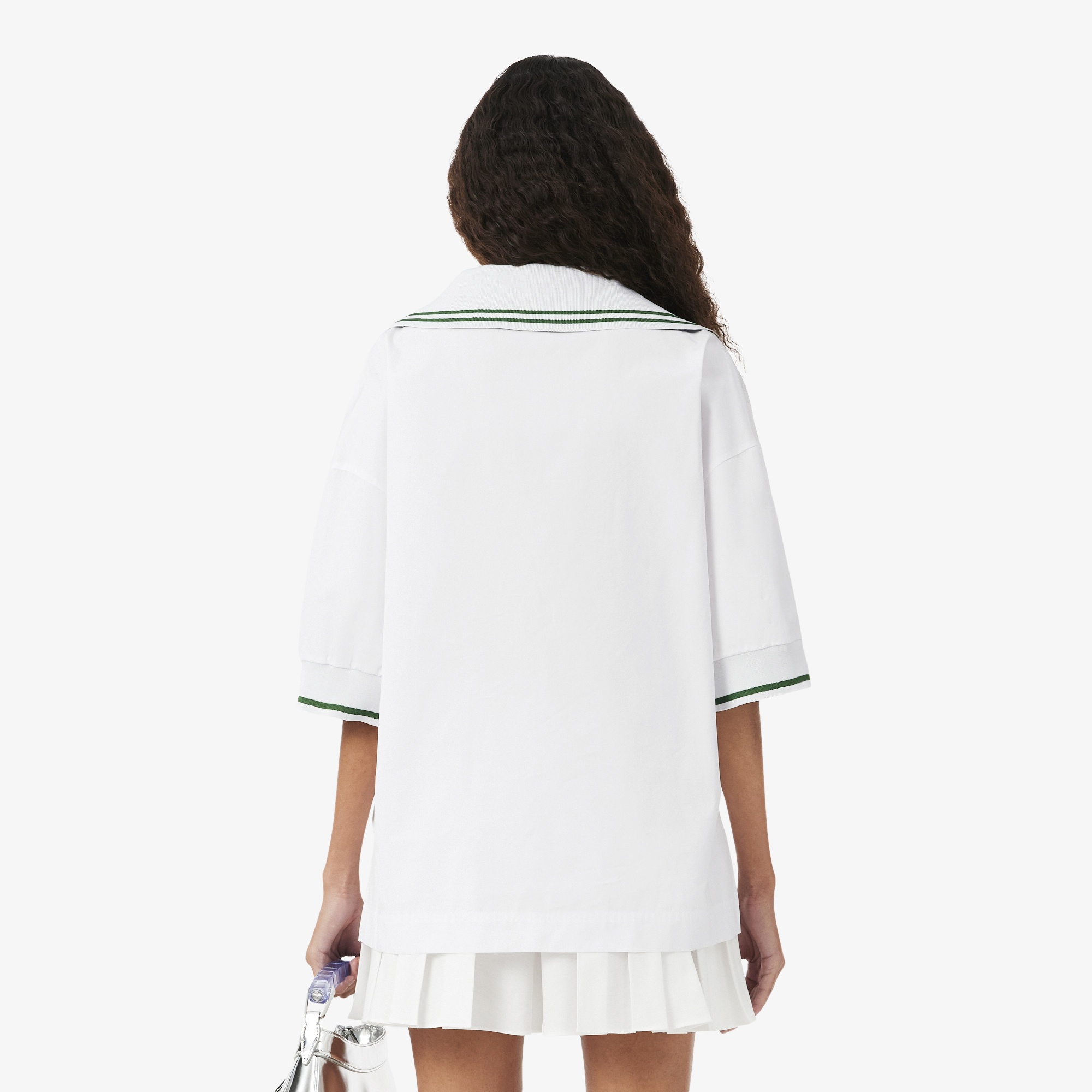 SS26 RUNWAY Kadın Relaxed Fit Kısa Kollu Beyaz Gömlek