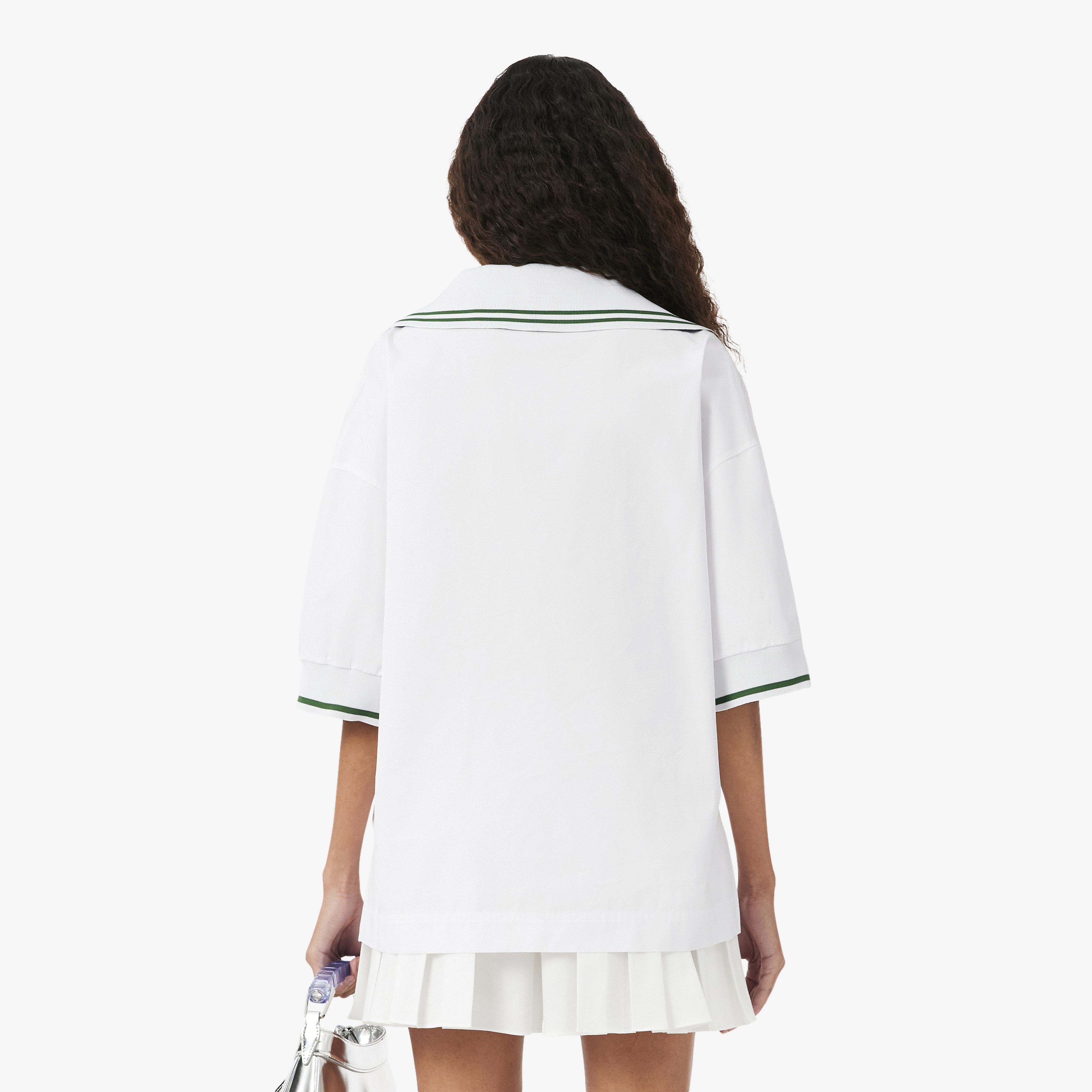 SS26 RUNWAY Kadın Relaxed Fit Kısa Kollu Beyaz Gömlek