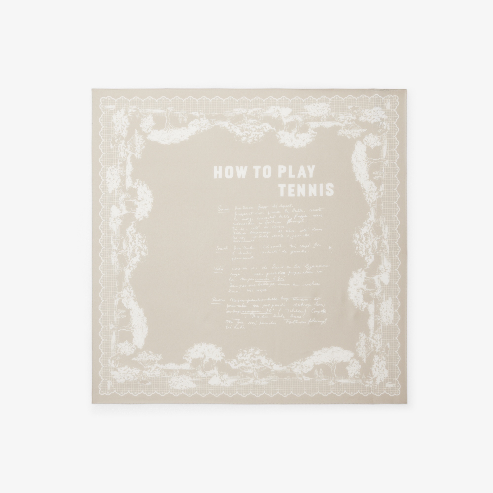 SS26 RUNWAY Unisex Baskılı İpek Bej Fular