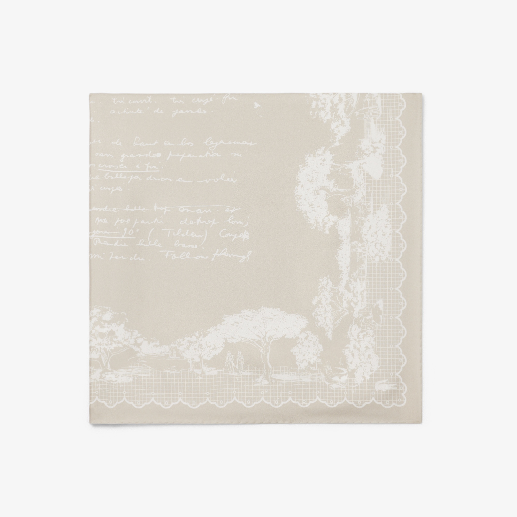 SS26 RUNWAY Unisex Baskılı İpek Bej Fular