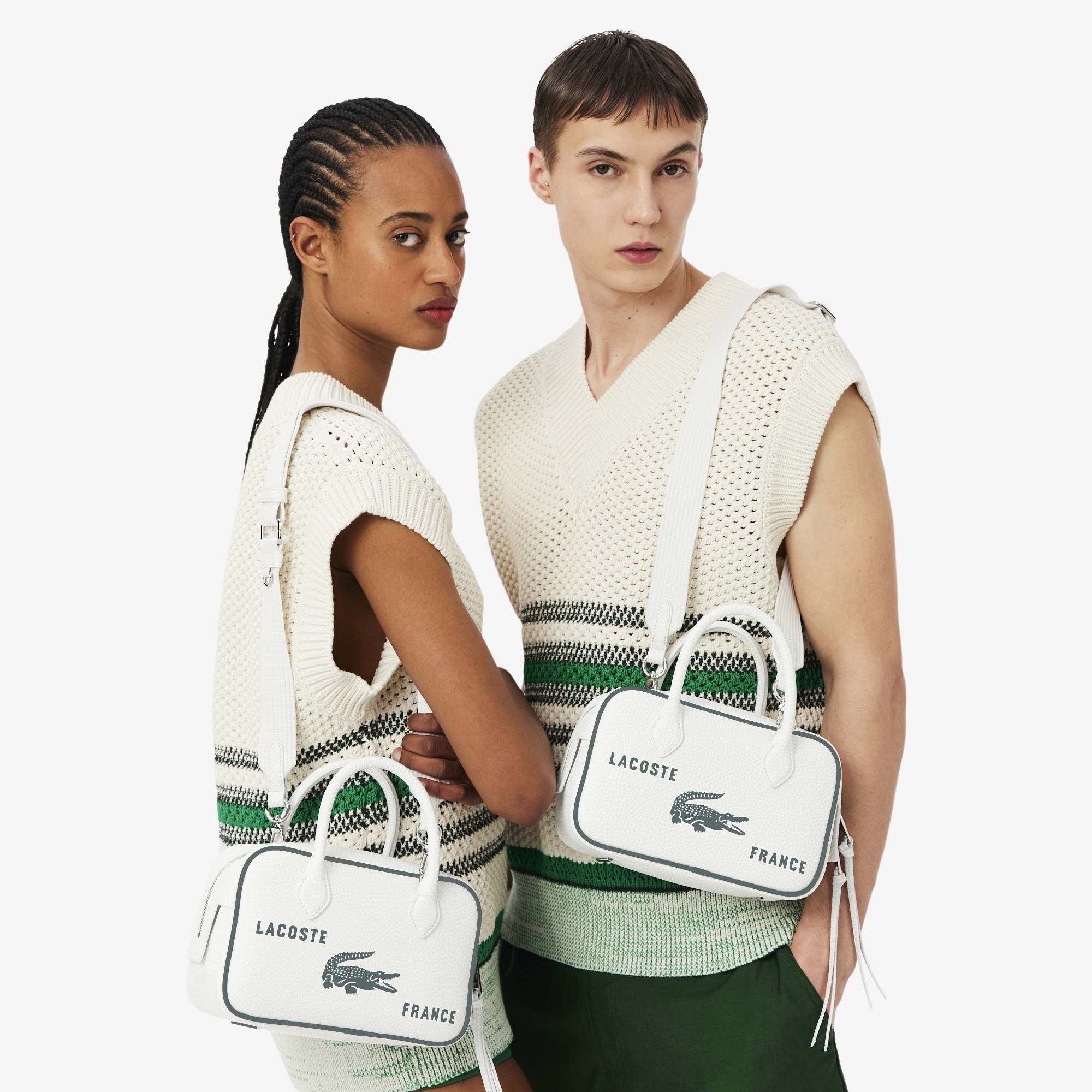 SS26 RUNWAY Unisex Deri Beyaz Seyahat Çantası