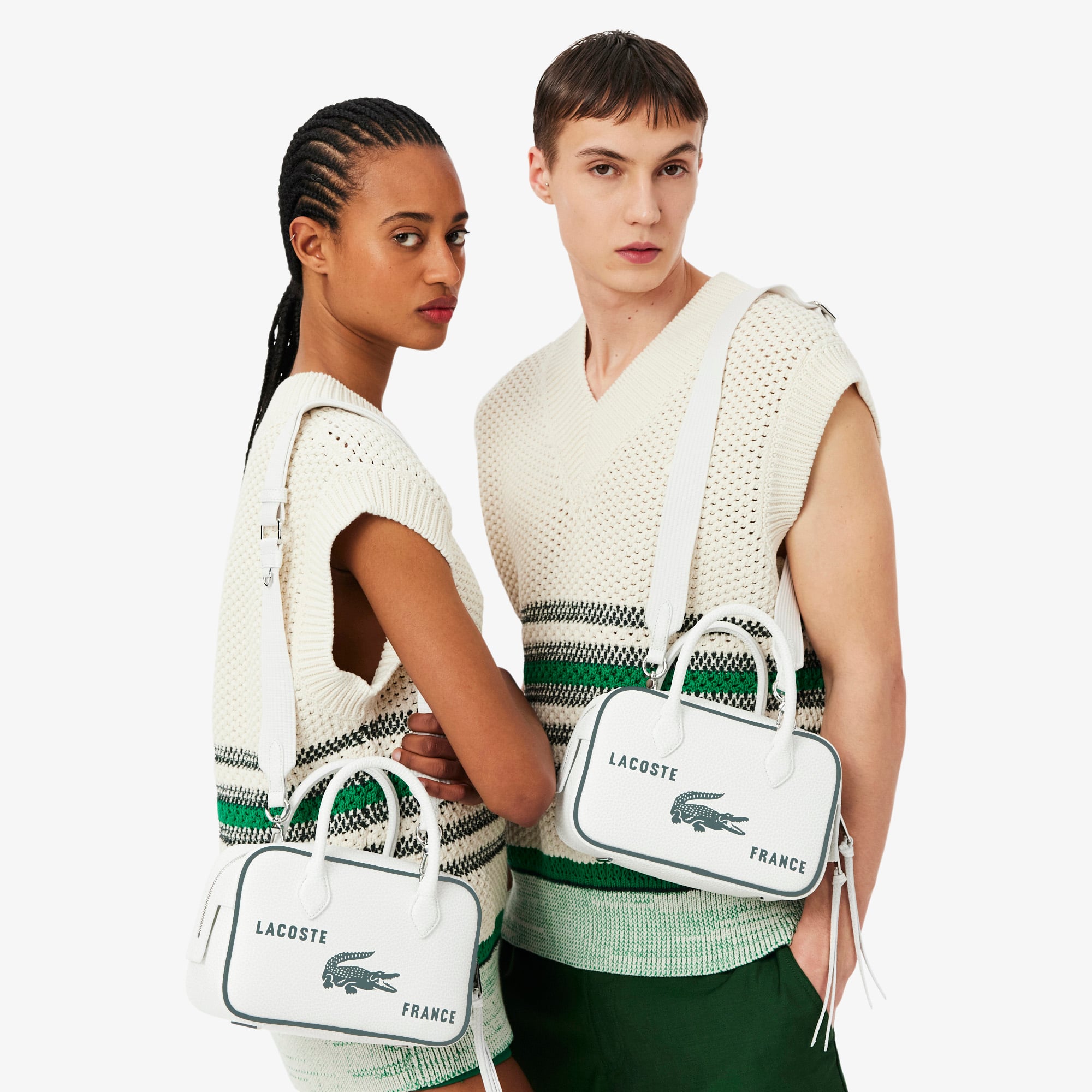 SS26 RUNWAY Unisex Deri Beyaz Seyahat Çantası