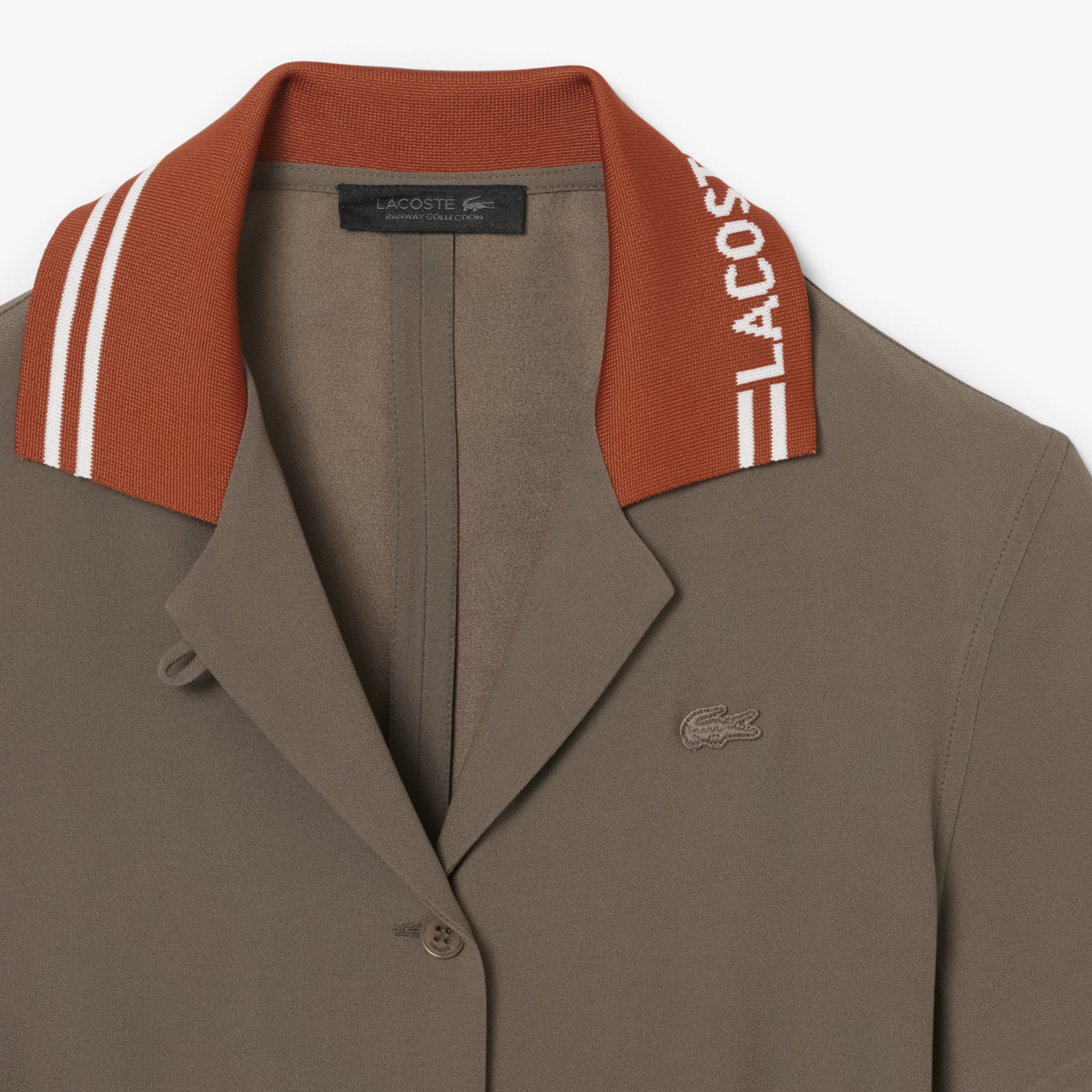 SS26 RUNWAY Kadın Regular Fit Kısa Kollu Polo Yaka Kahverengi Gömlek