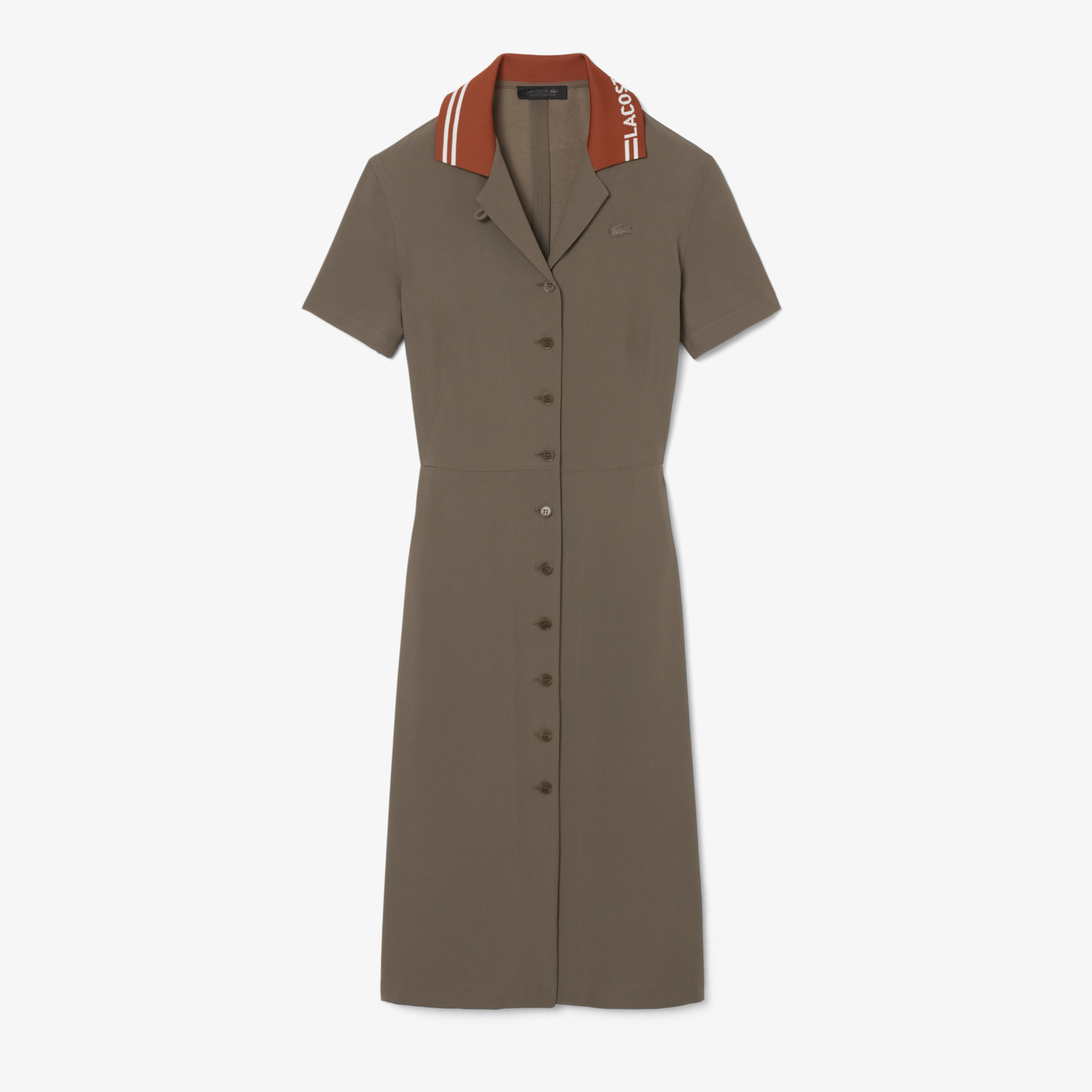 Lacoste SS26 RUNWAY Kadın Regular Fit Kısa Kollu Polo Yaka Kahverengi Elbise görsel 5