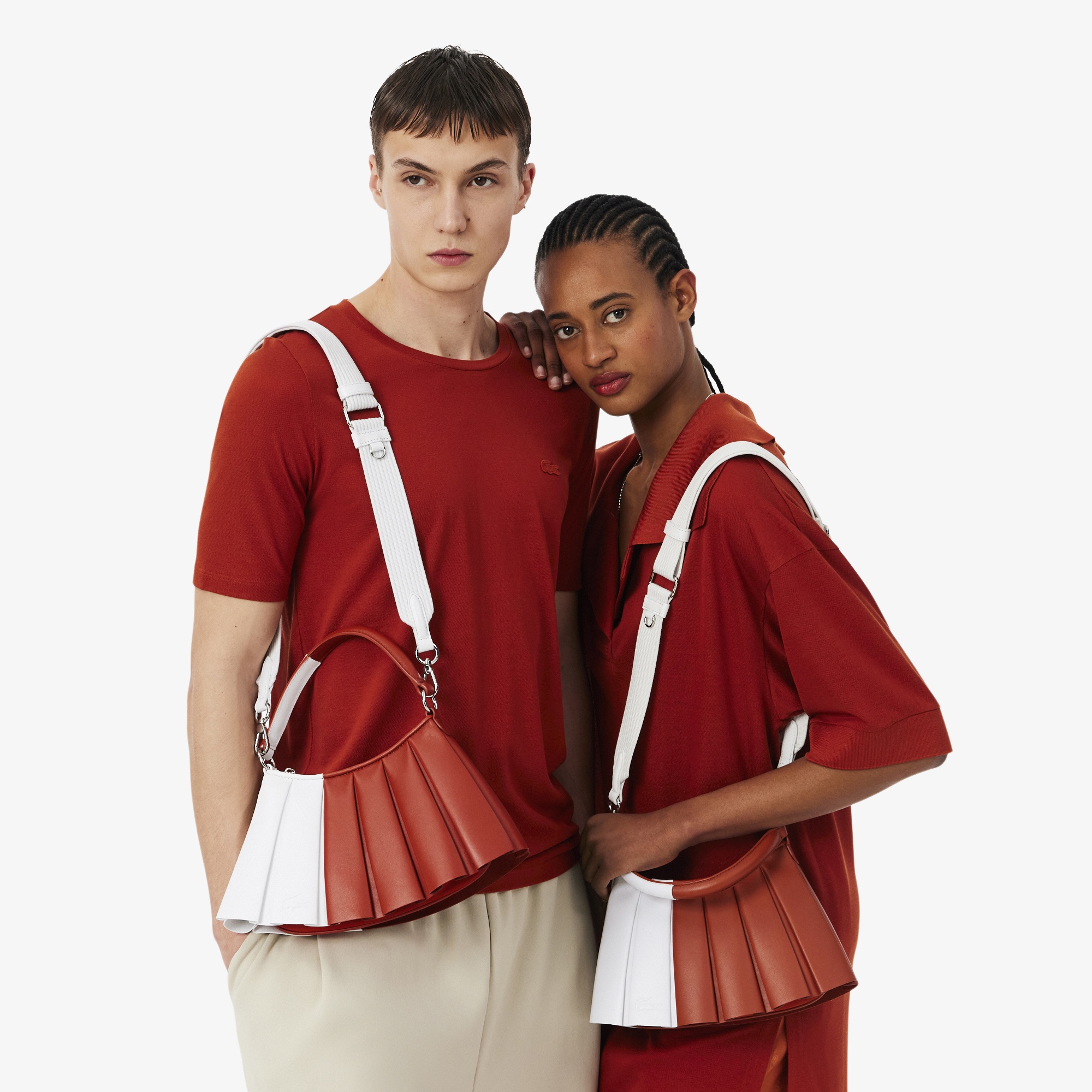 SS26 RUNWAY Small Lenglen Kadın Renk Bloklu Turuncu Omuz Çantası