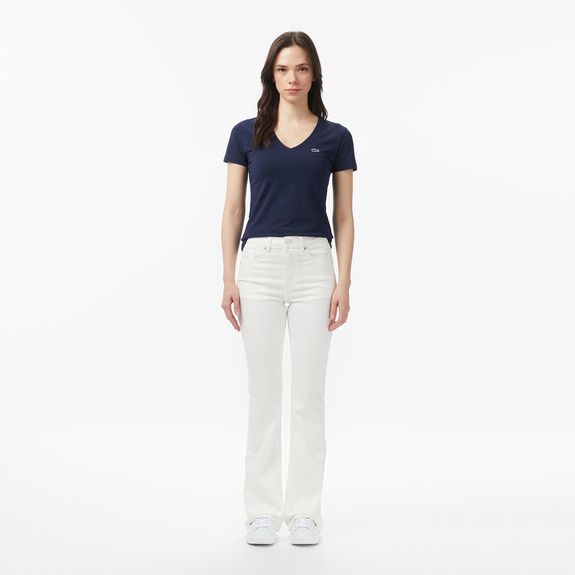 Lacoste Kadın Slim Fit Krem Jean Pantolon
