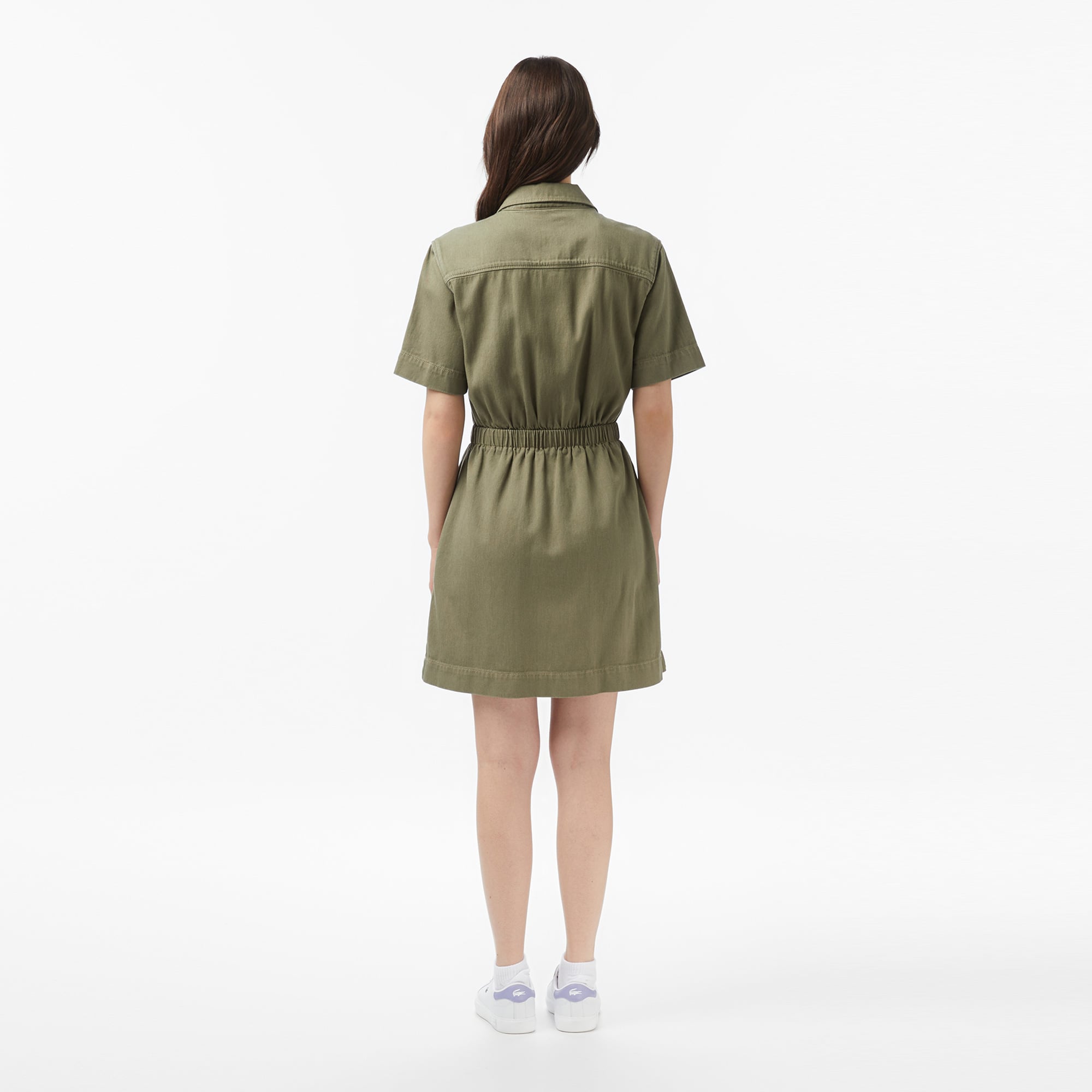Lacoste Kadın Flare Fit Kısa Kollu Haki Elbise görsel 5
