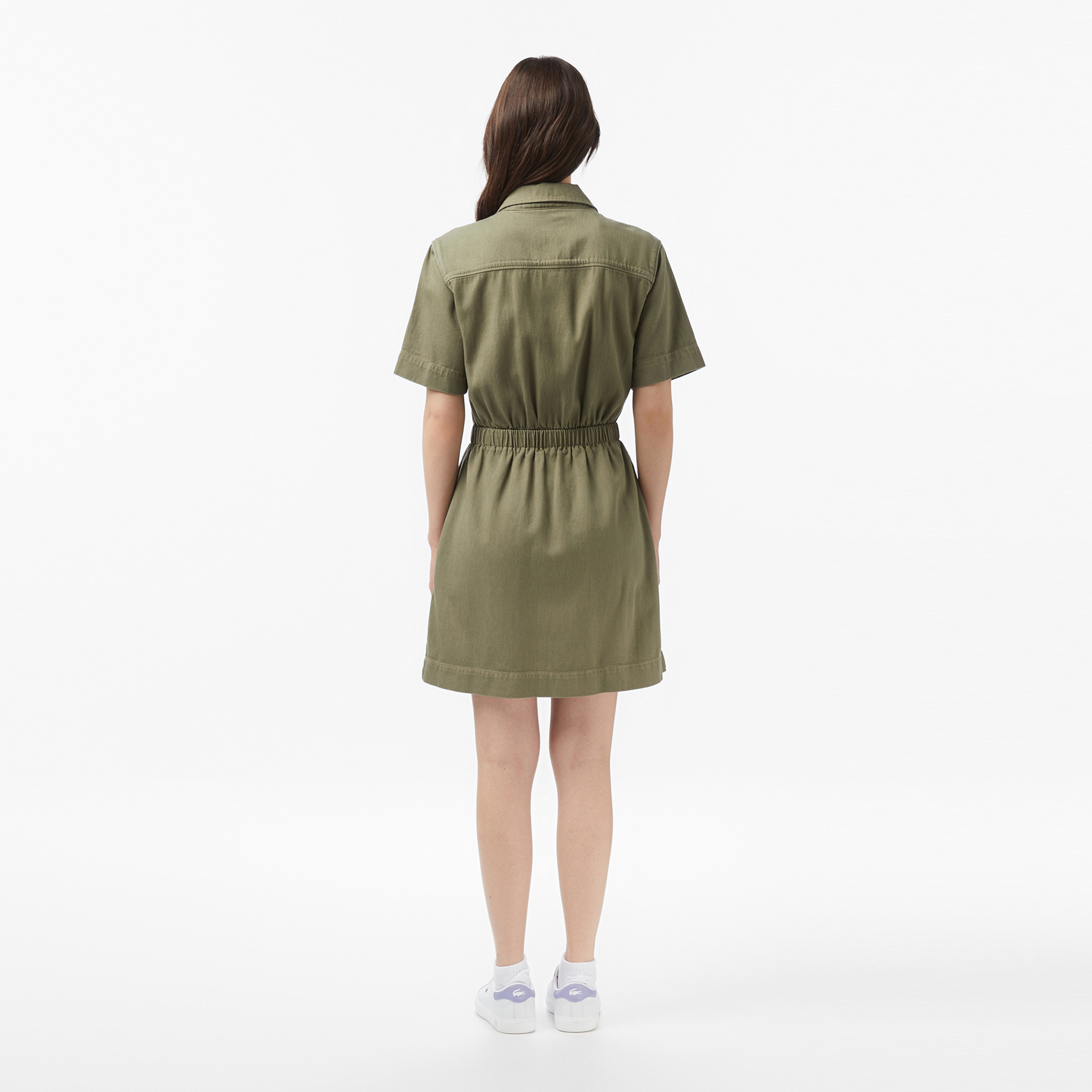 Kadın Flare Fit Kısa Kollu Haki Elbise