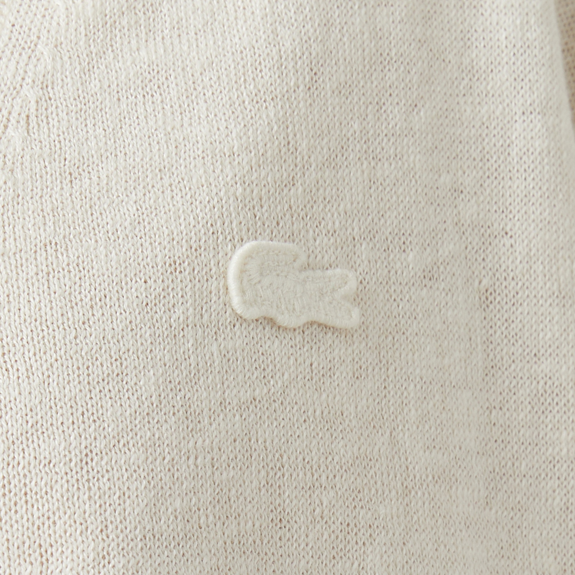 Kadın Relaxed Fit Kısa Kollu V Yaka Keten Krem Hırka