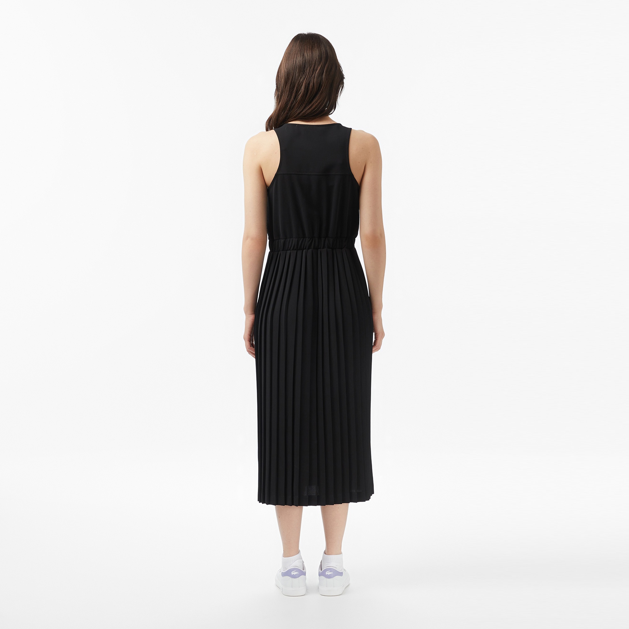 Kadın Flare Fit Kolsuz Bisiklet Yaka Siyah Elbise