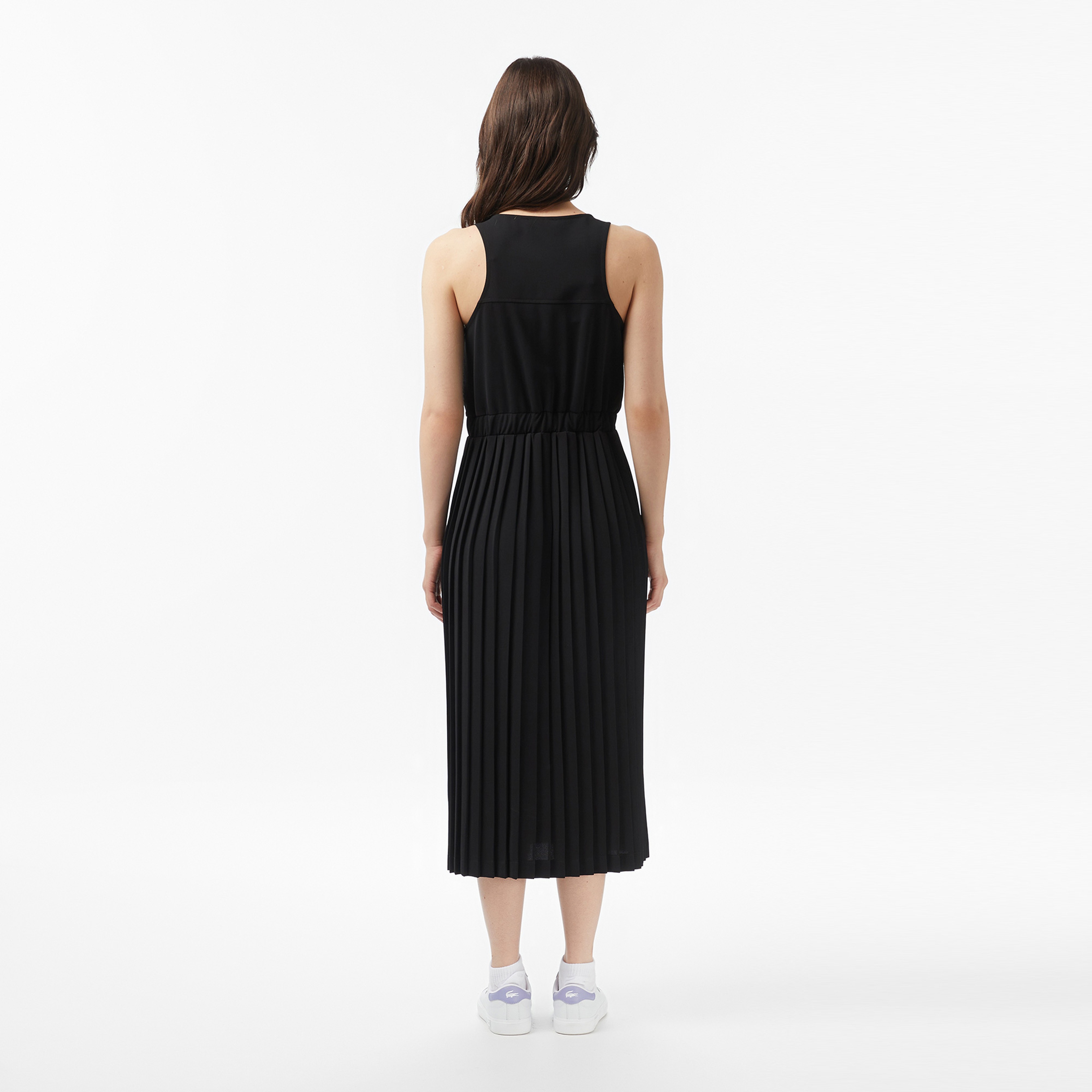 Kadın Flare Fit Kolsuz Bisiklet Yaka Siyah Elbise