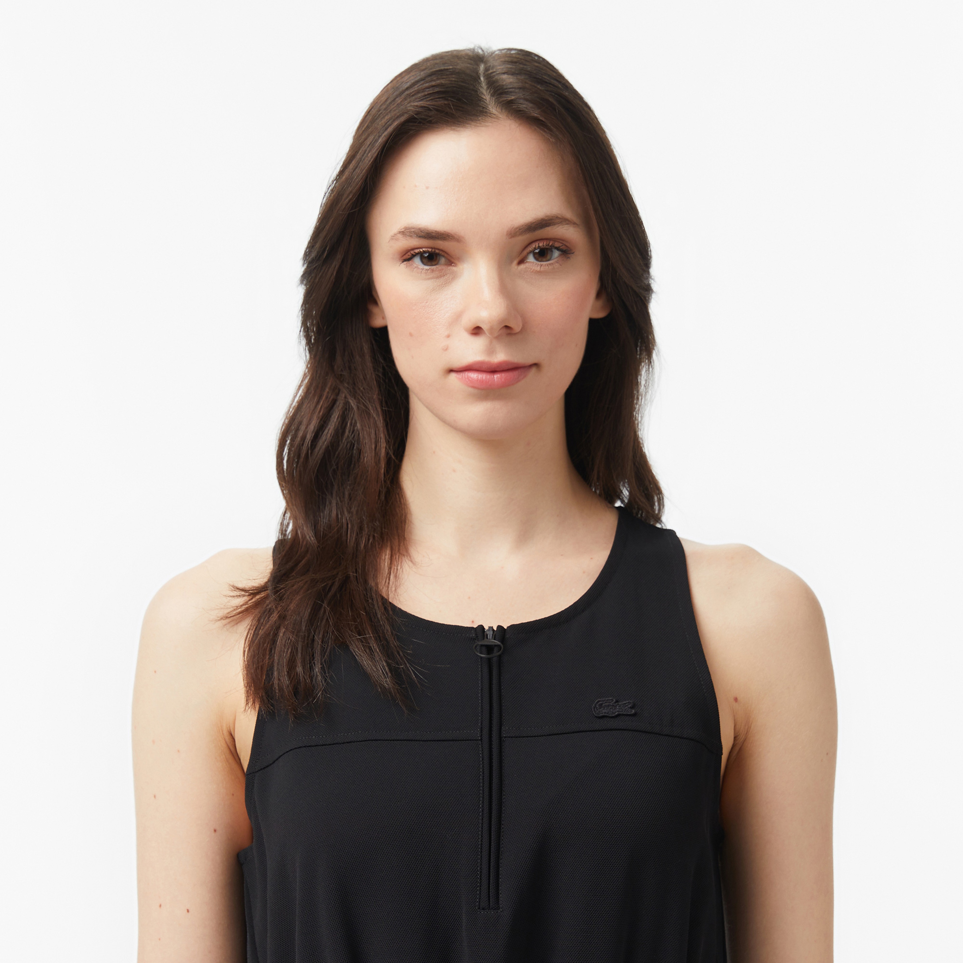 Kadın Flare Fit Kolsuz Bisiklet Yaka Siyah Elbise