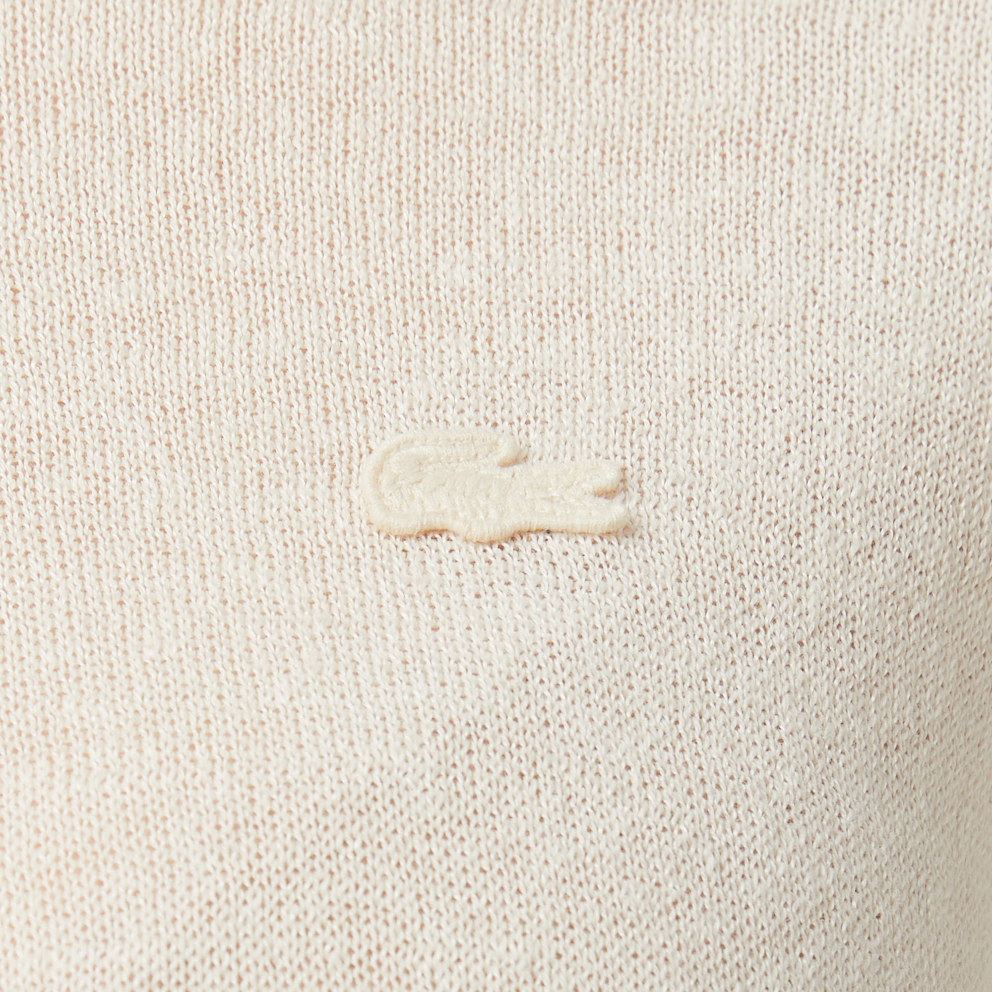 Lacoste Kadın Relaxed Fit Truvakar Kollu Bisiklet Yaka Keten Bej Triko görsel 7