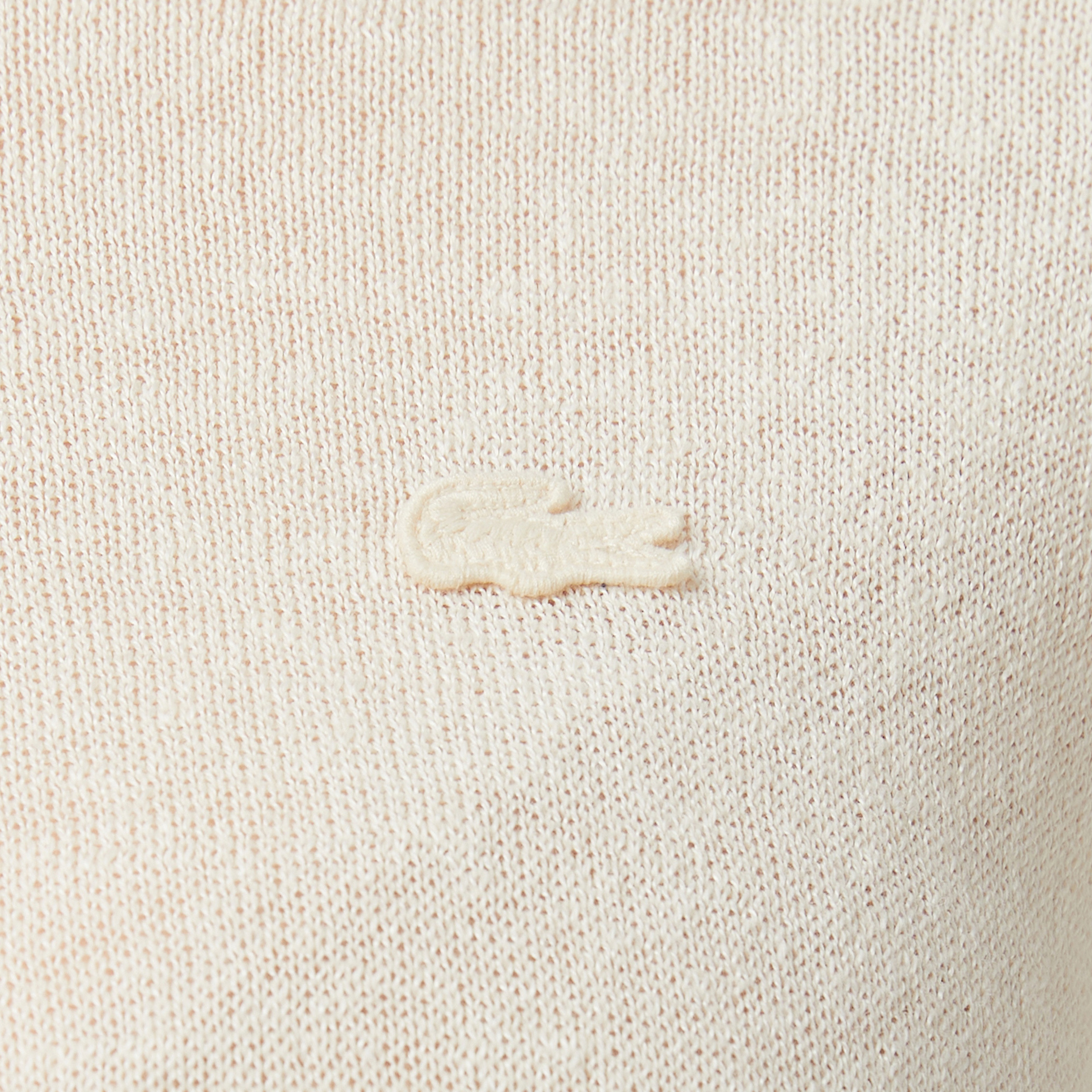 Kadın Relaxed Fit Truvakar Kollu Bisiklet Yaka Keten Bej Triko