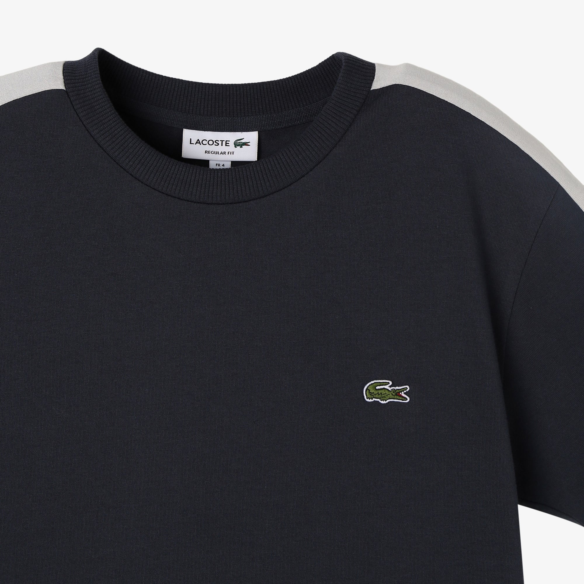 Lacoste Erkek Regular Fit Bisiklet Yaka Renk Bloklu Koyu Gri T-Shirt görsel 2