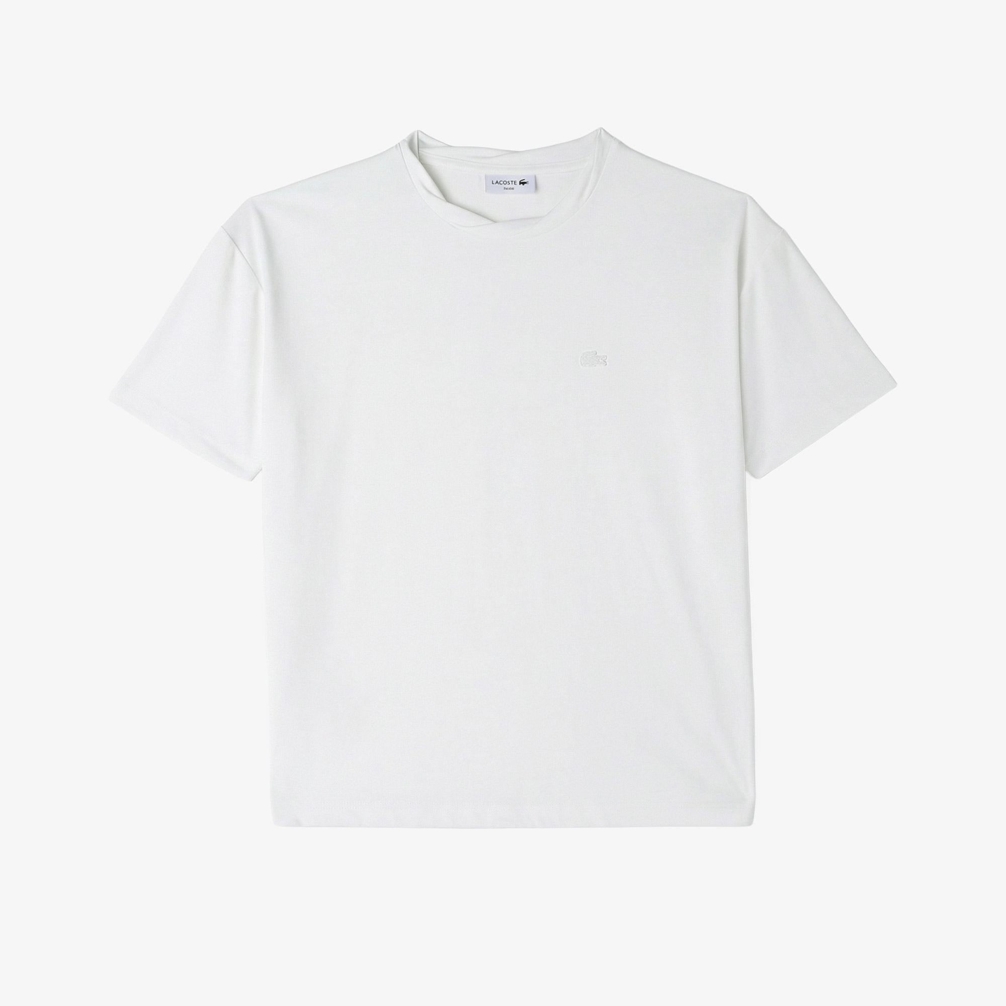 Lacoste Kadın Relaxed Fit Bisiklet Yaka Beyaz T-Shirt görsel 3