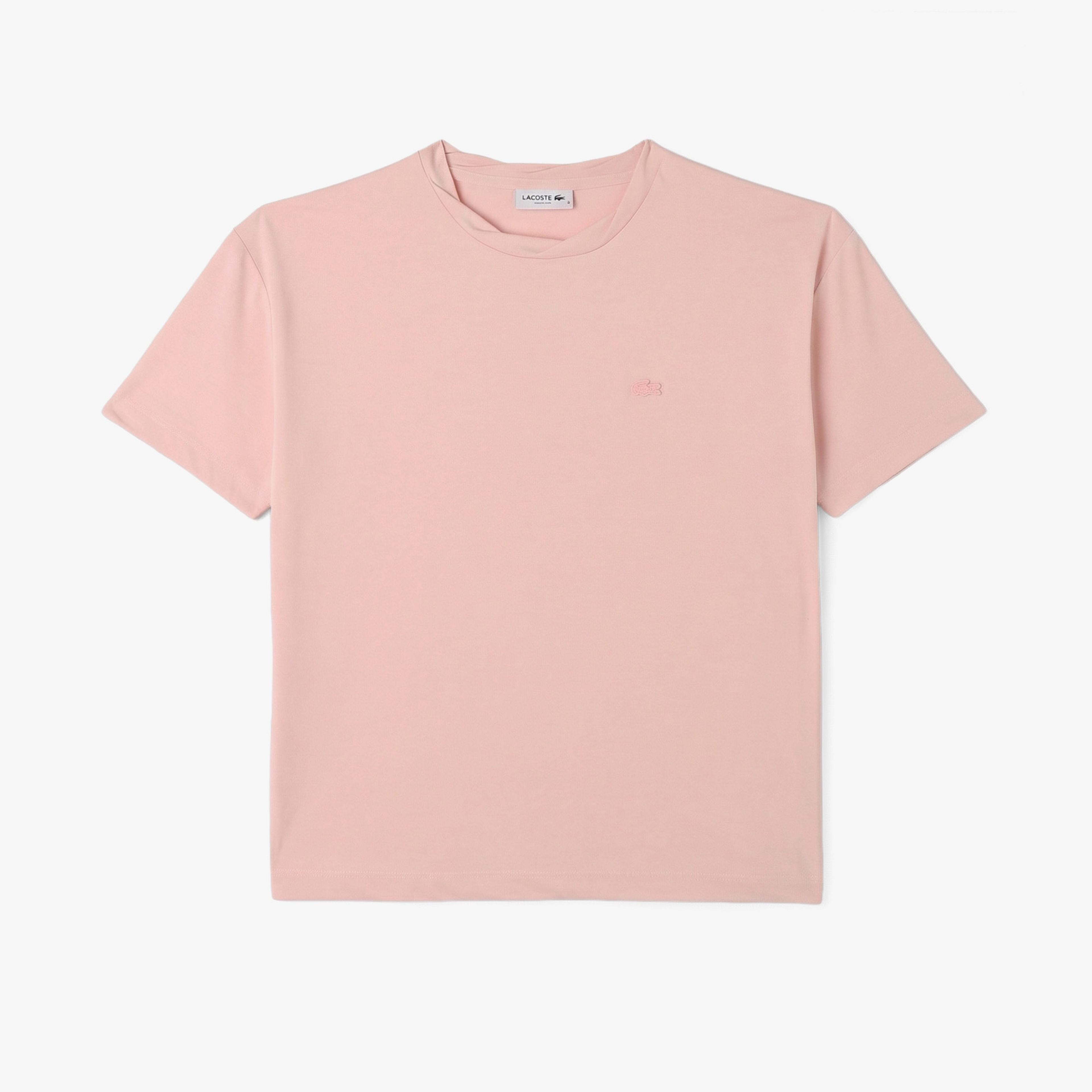 Kadın Relaxed Fit Bisiklet Yaka Açık Pembe T-Shirt