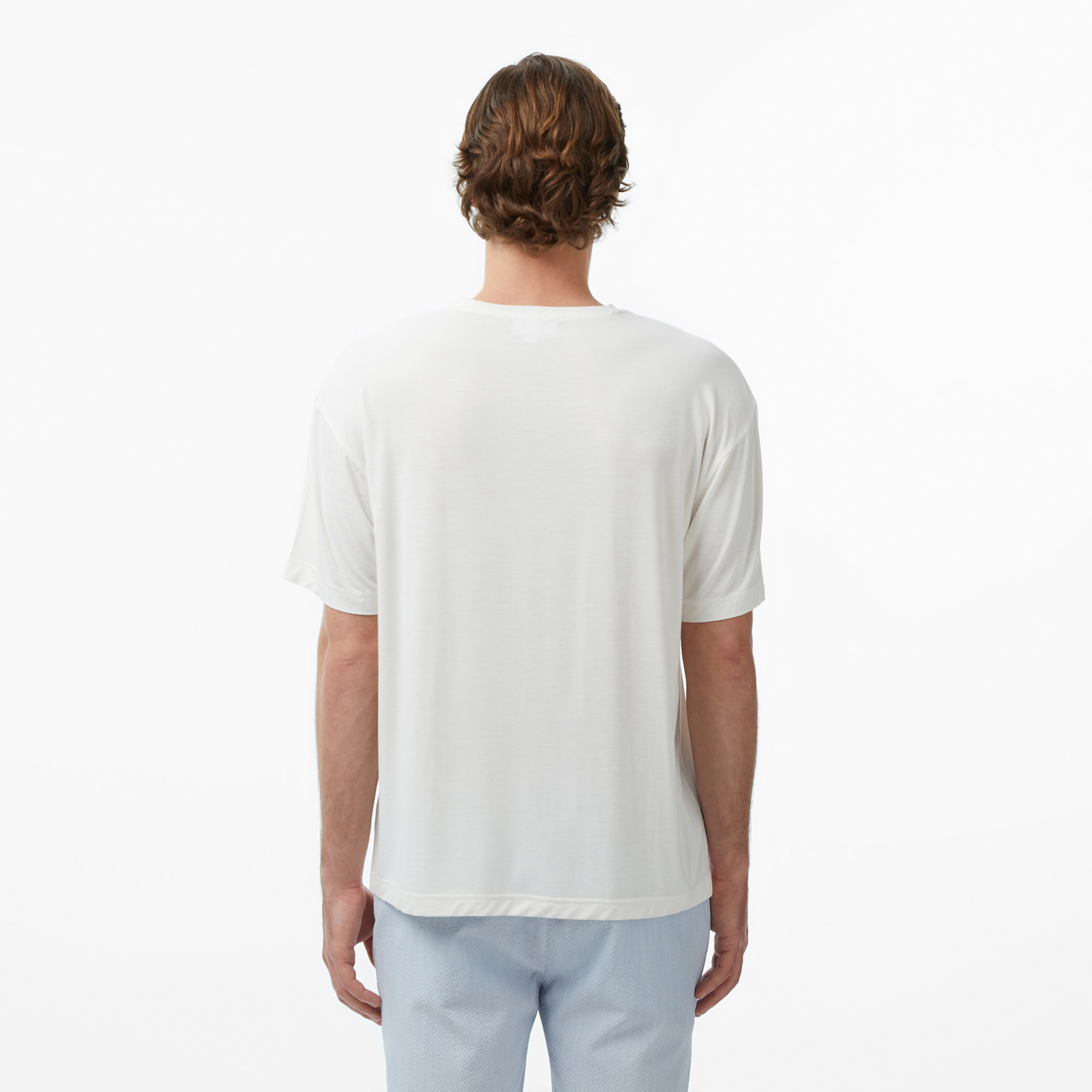 Lacoste Erkek Relaxed Fit Bisiklet Yaka Beyaz T-Shirt görsel 5