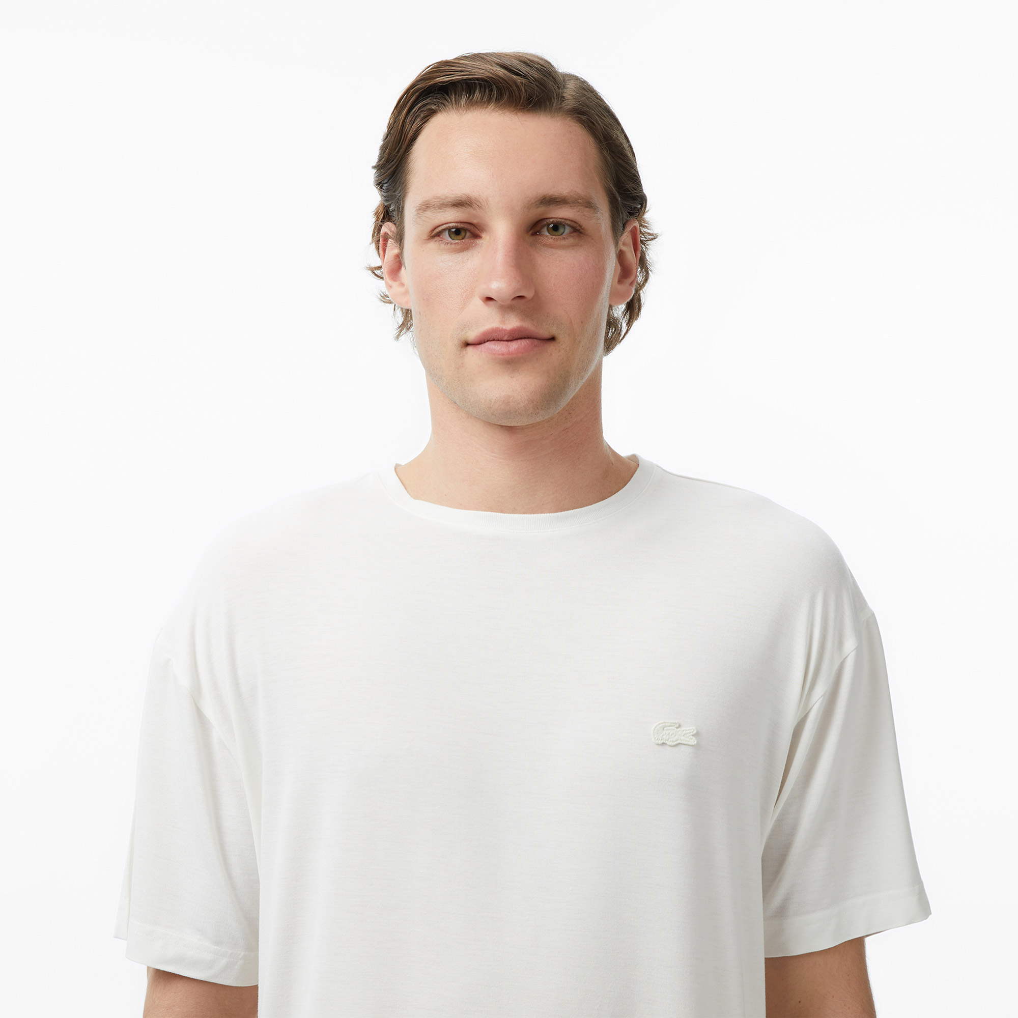 Lacoste Erkek Relaxed Fit Bisiklet Yaka Beyaz T-Shirt görsel 2