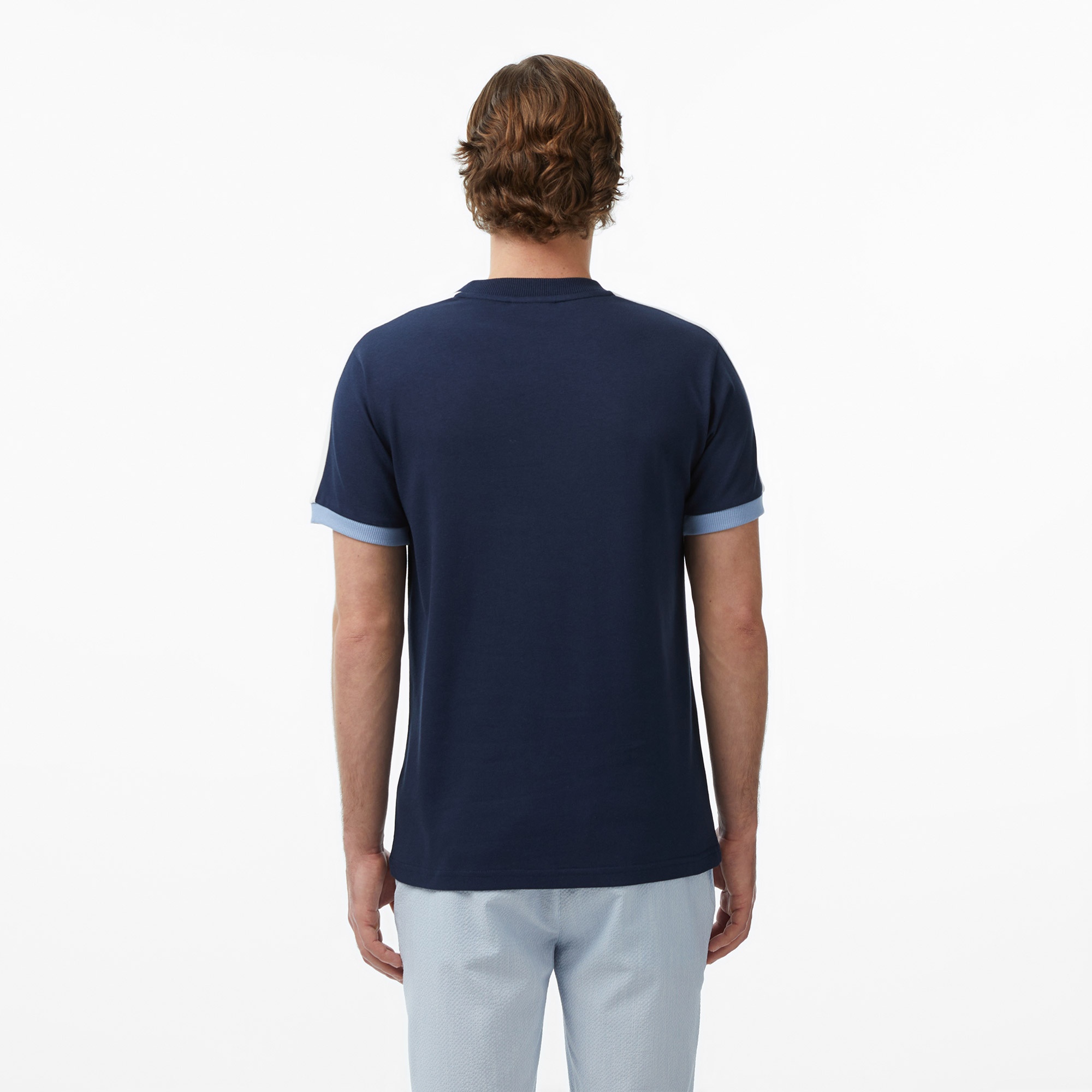 Erkek Regular Fit Bisiklet Yaka Renk Bloklu Lacivert T-Shirt