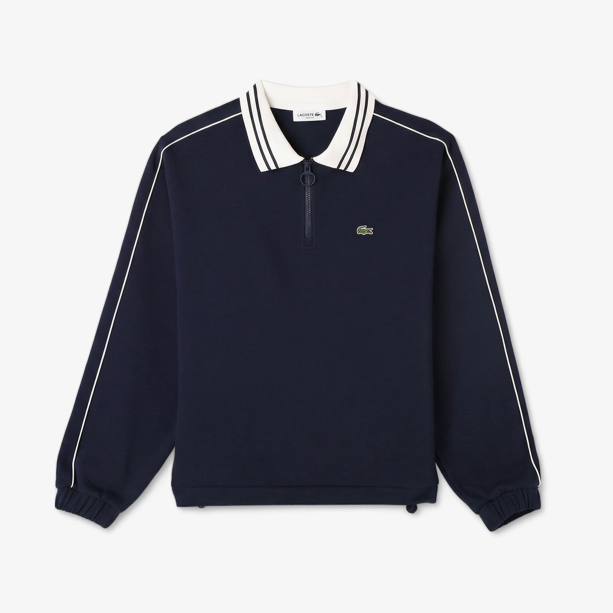 Lacoste Kadın Loose Fit Polo Yaka Lacivert Sweatshirt görsel 3
