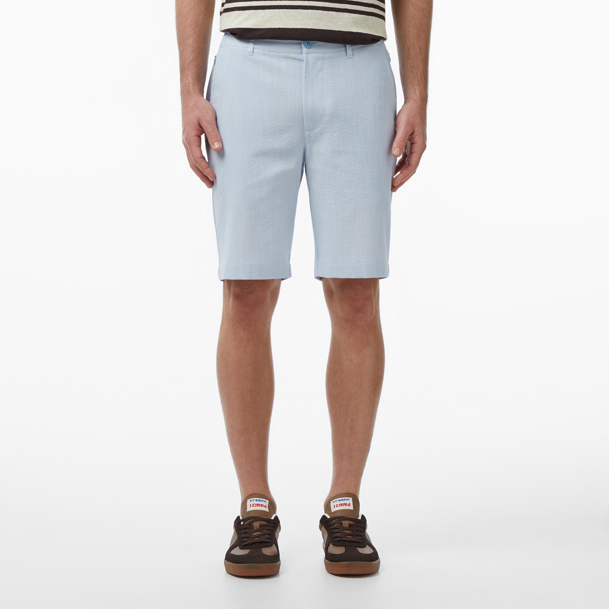 Erkek Tapered Fit Mavi Bermuda Şort