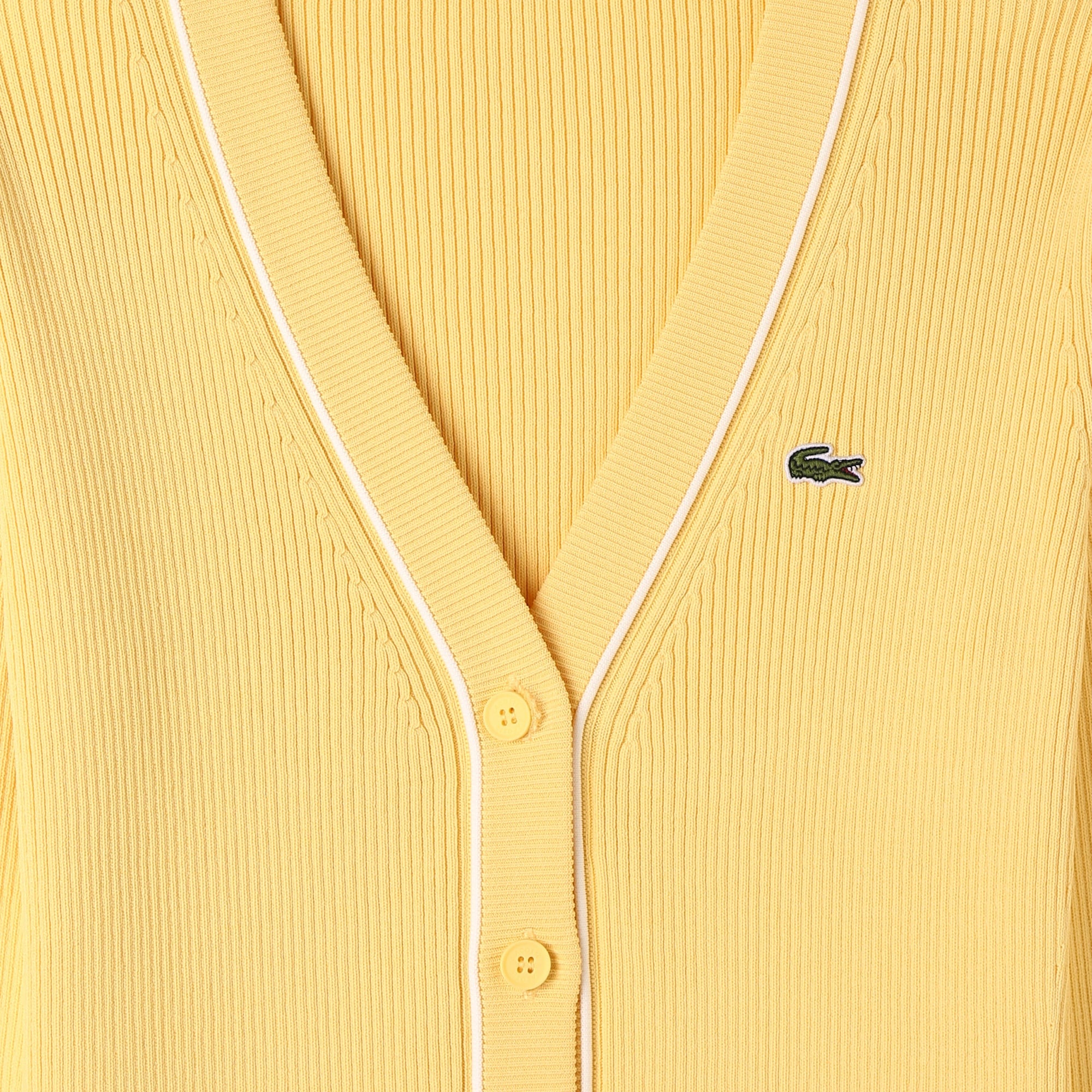 Kadın Slim Fit V Yaka Sarı Hırka