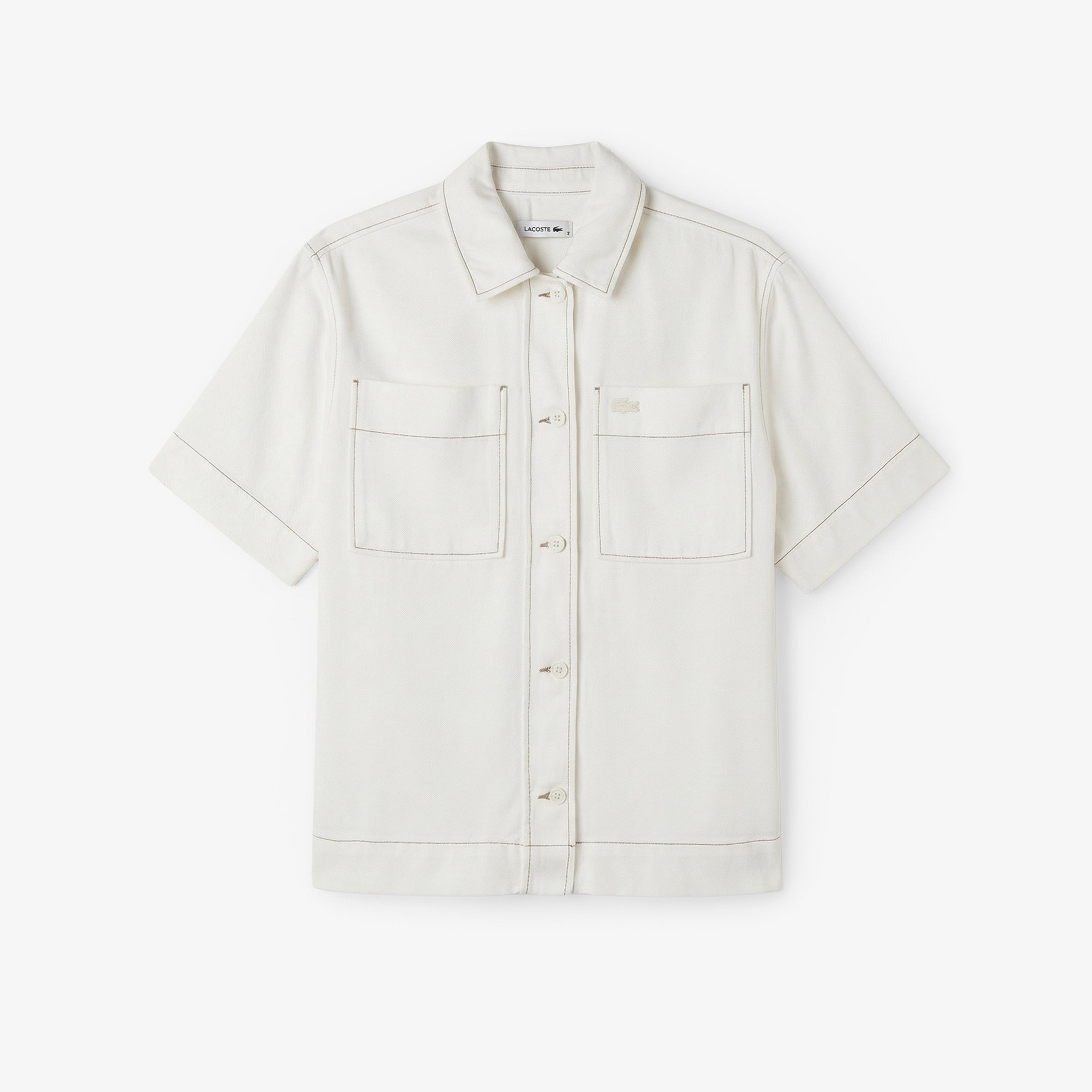 Kadın Regular Fit Kısa Kollu Düğmeli Yaka Krem Gömlek