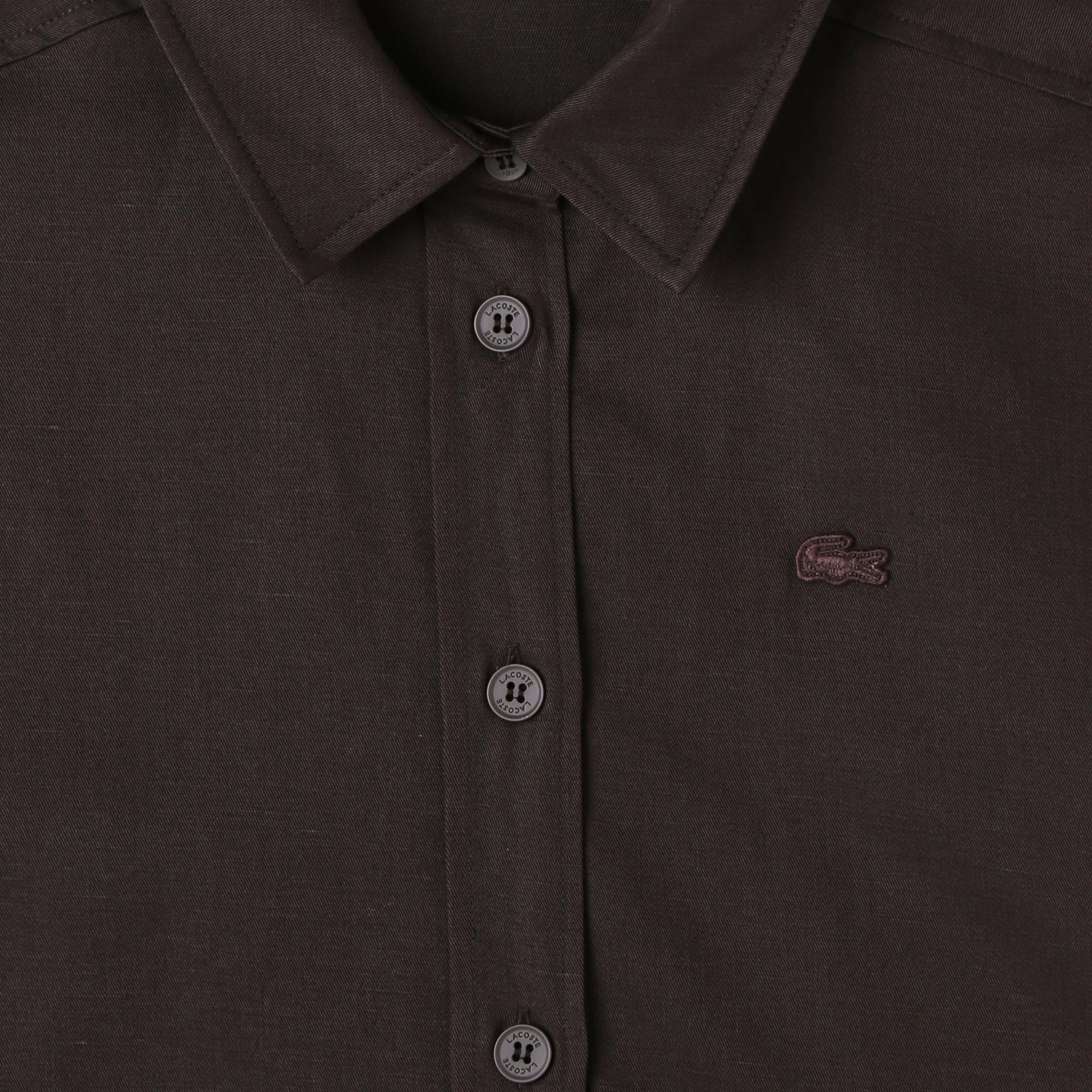 Lacoste Kadın Regular Fit Kısa Kollu Düğmeli Yaka Kahverengi Gömlek görsel 4
