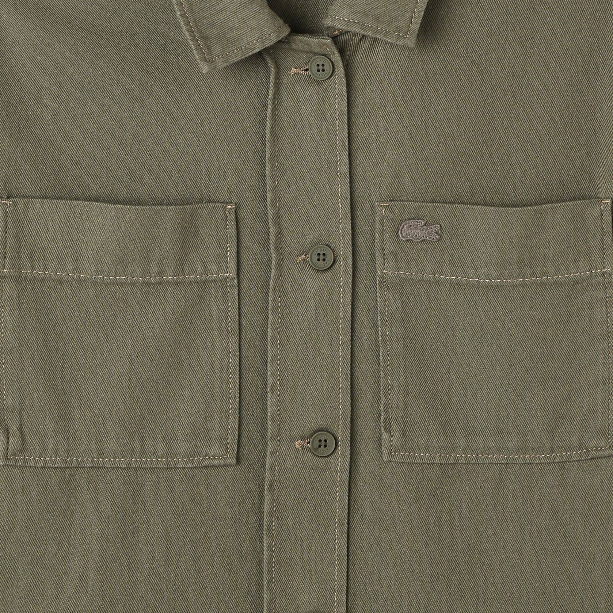 Lacoste Kadın Regular Fit Kısa Kollu Düğmeli Yaka Haki Gömlek görsel 4