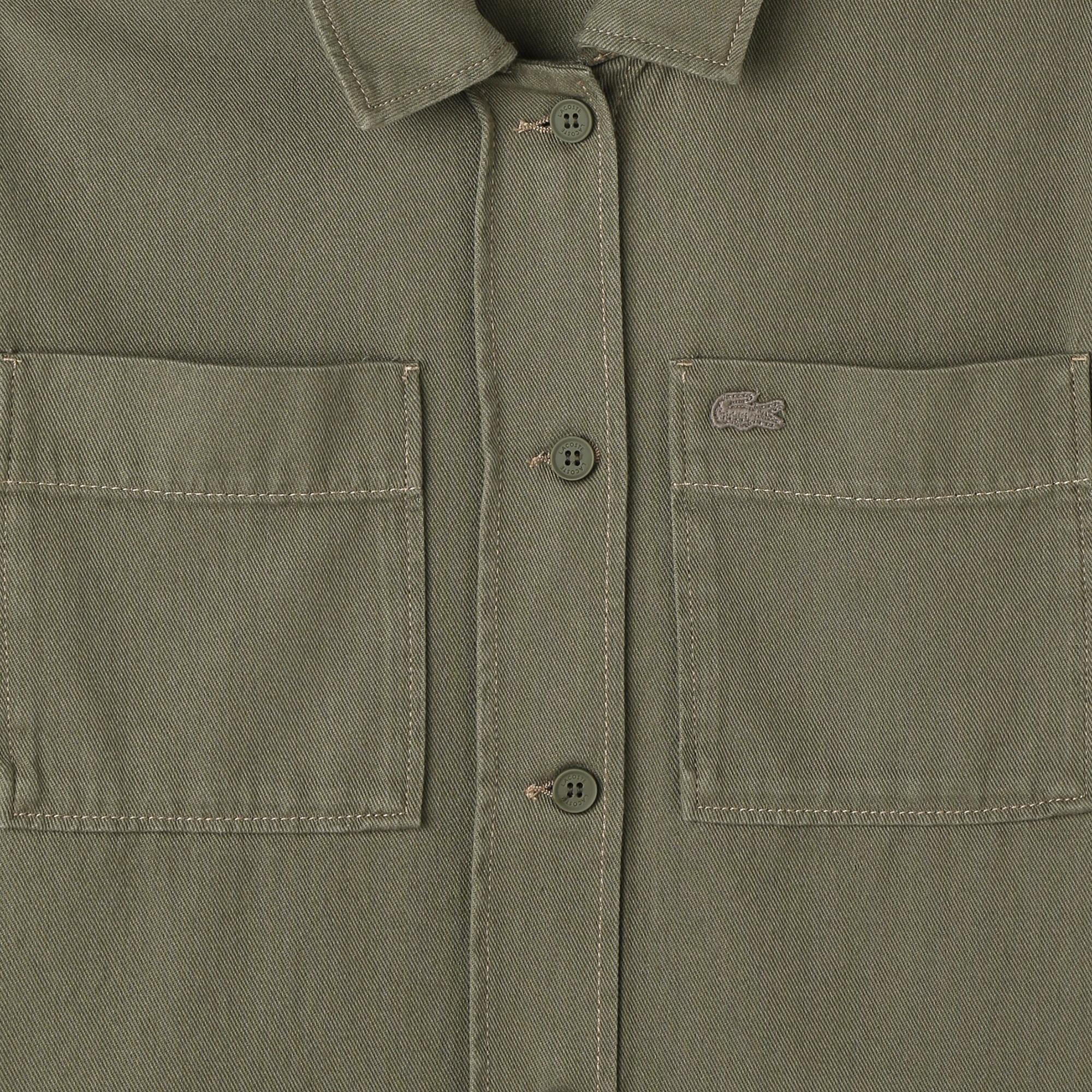 Kadın Regular Fit Kısa Kollu Düğmeli Yaka Haki Gömlek