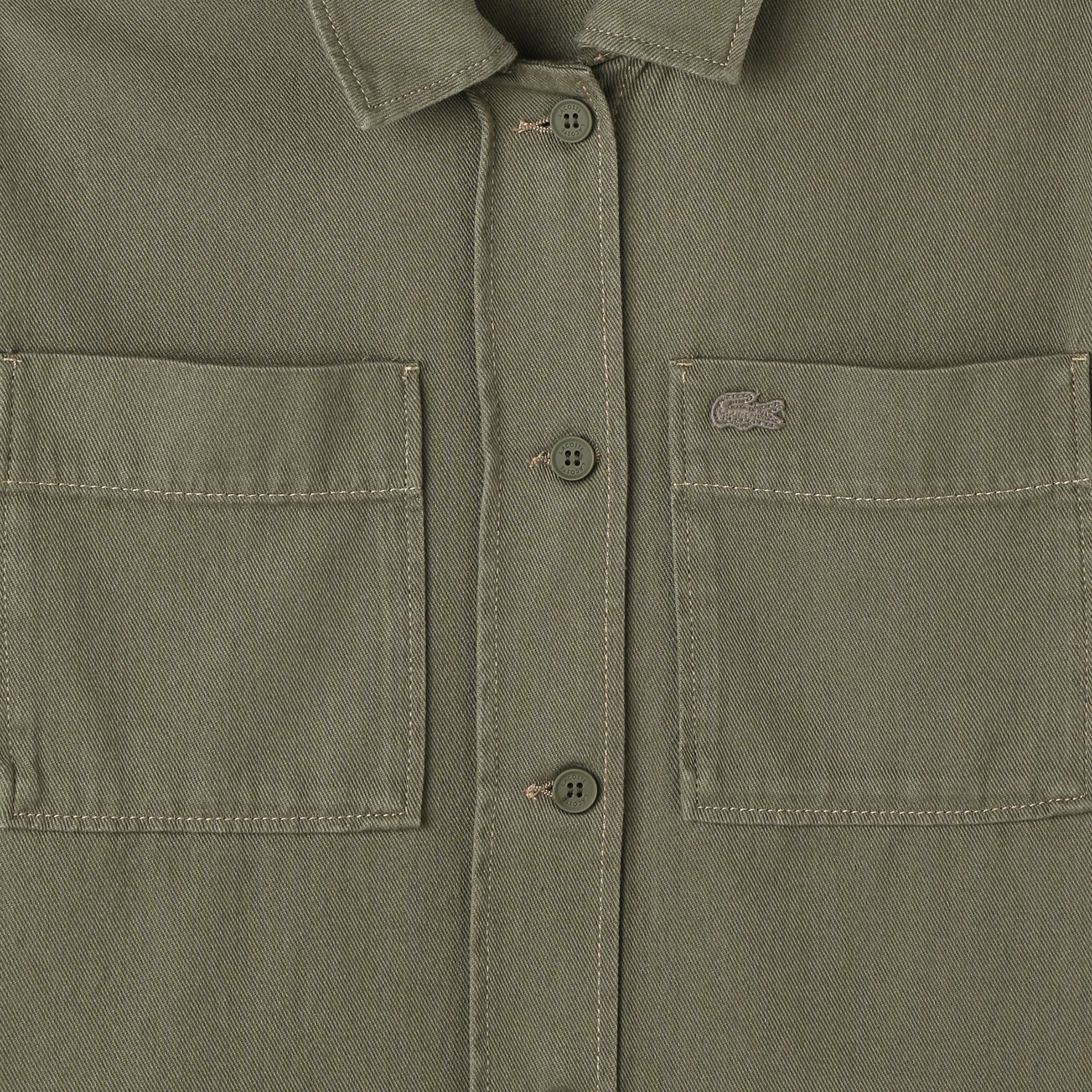 Kadın Regular Fit Kısa Kollu Düğmeli Yaka Haki Gömlek