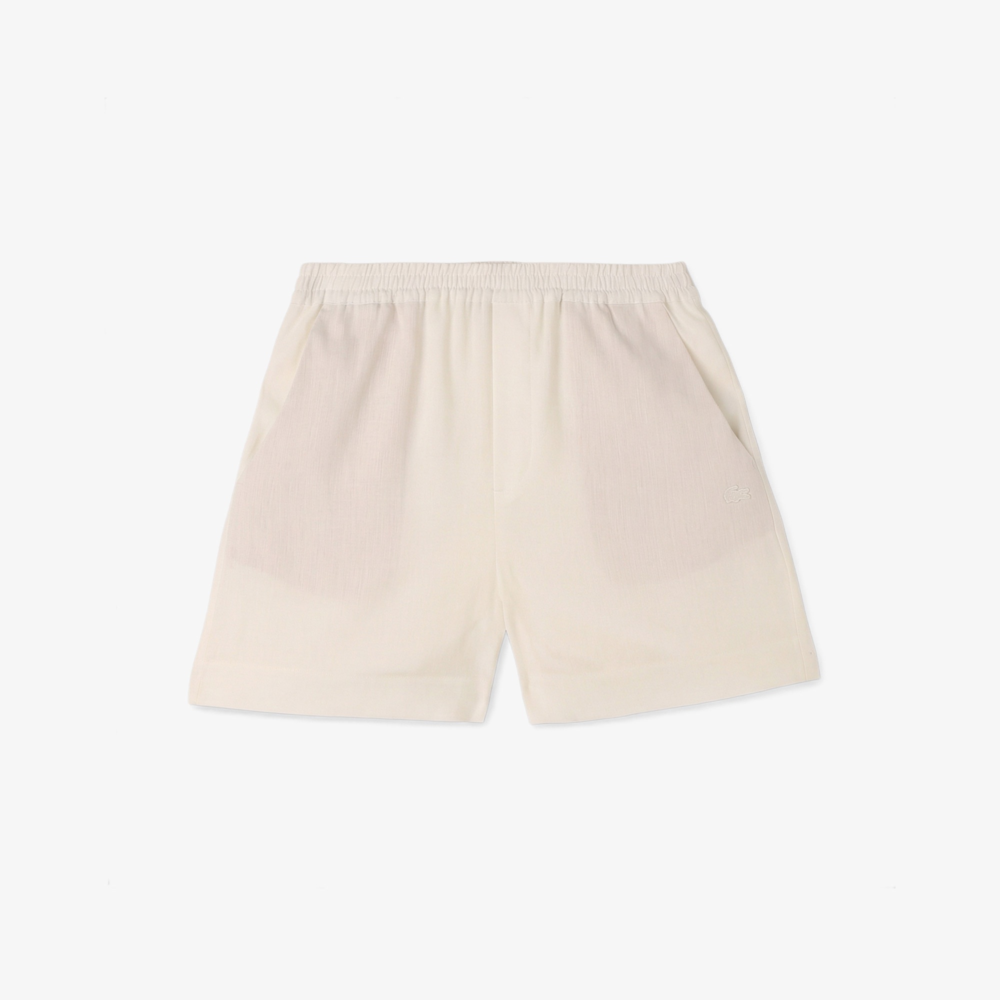 Kadın Relaxed Fit Keten Krem Şort