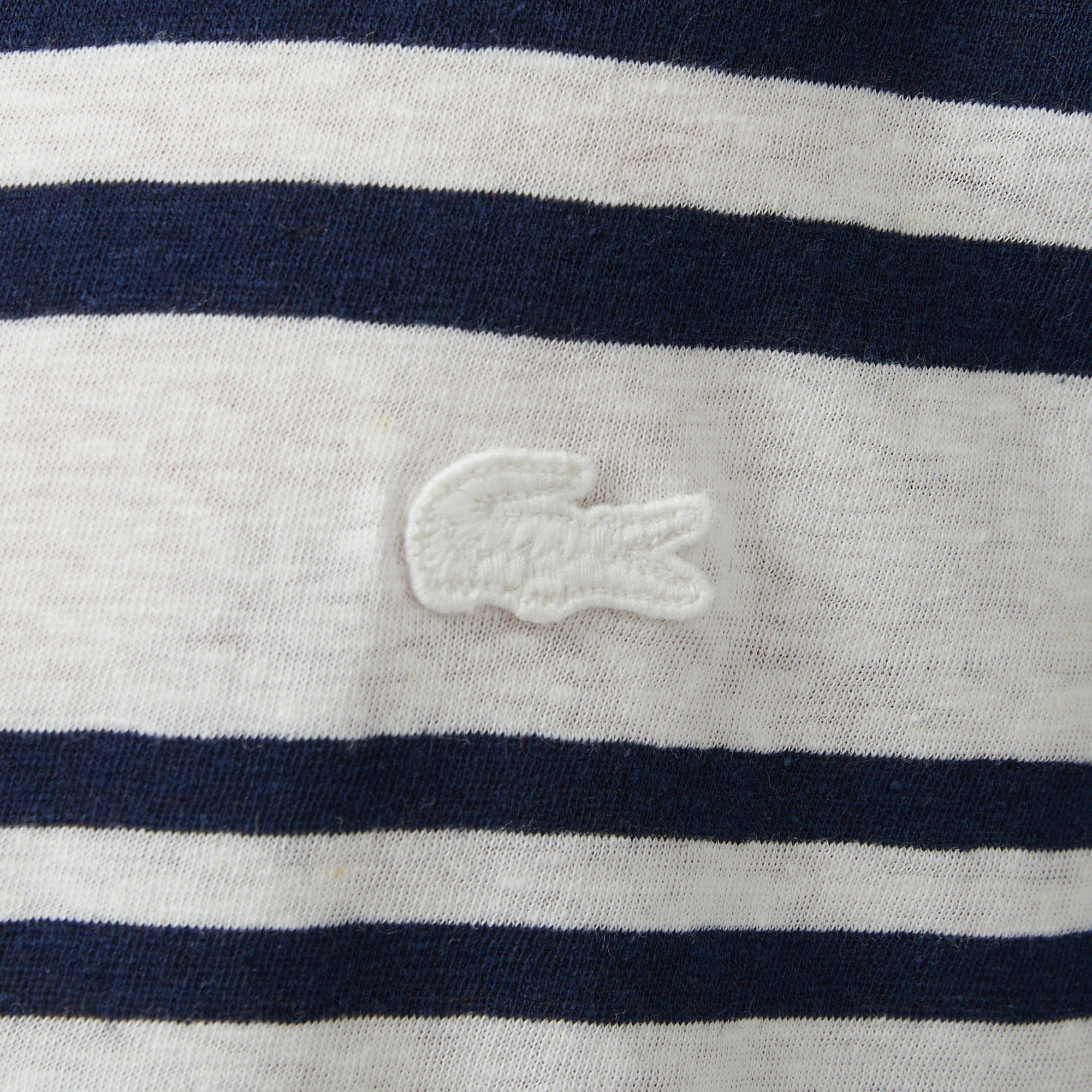 Lacoste Erkek Regular Fit Bisiklet Yaka Çizgili Lacivert T-Shirt görsel 7