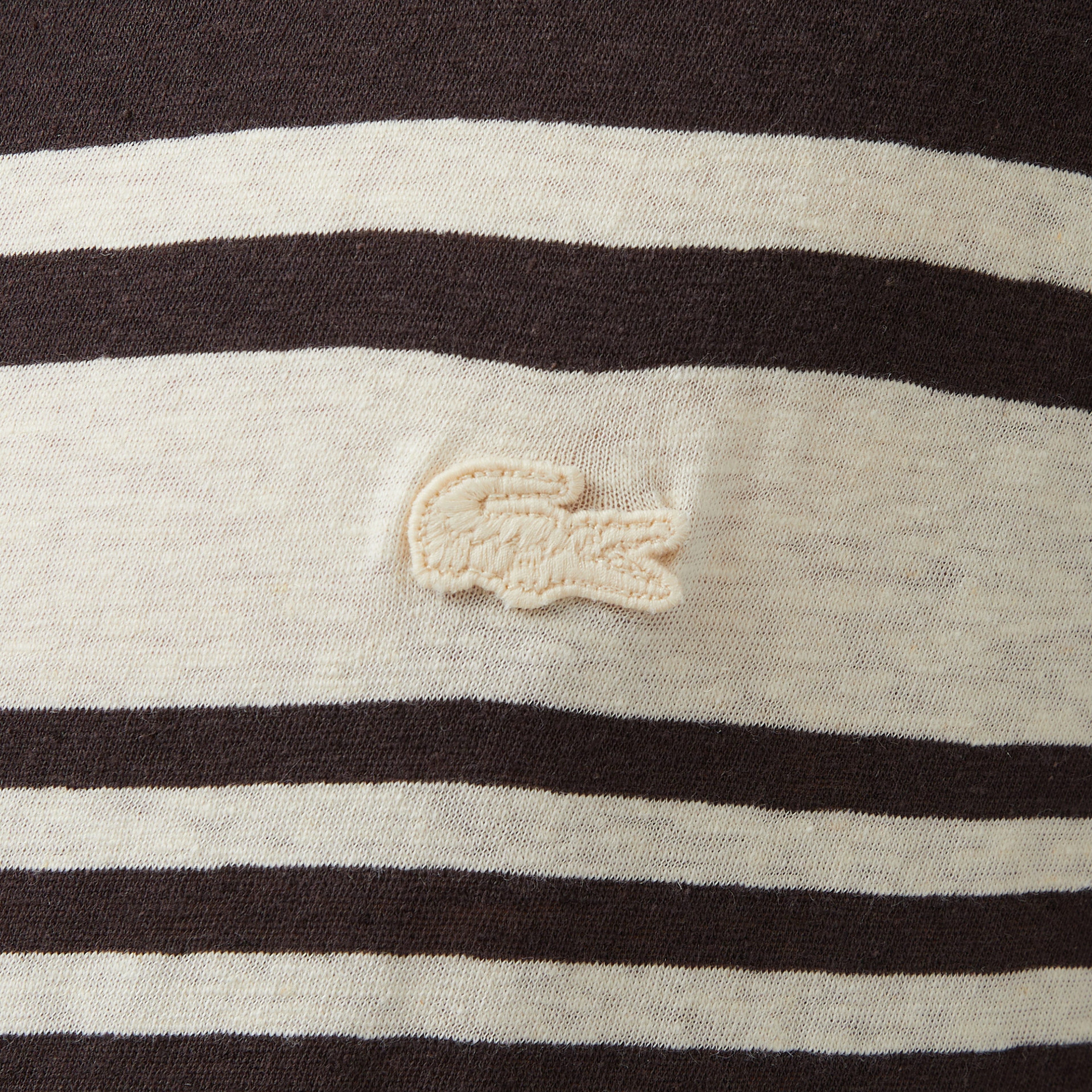 Erkek Regular Fit Bisiklet Yaka Çizgili Kahverengi T-Shirt