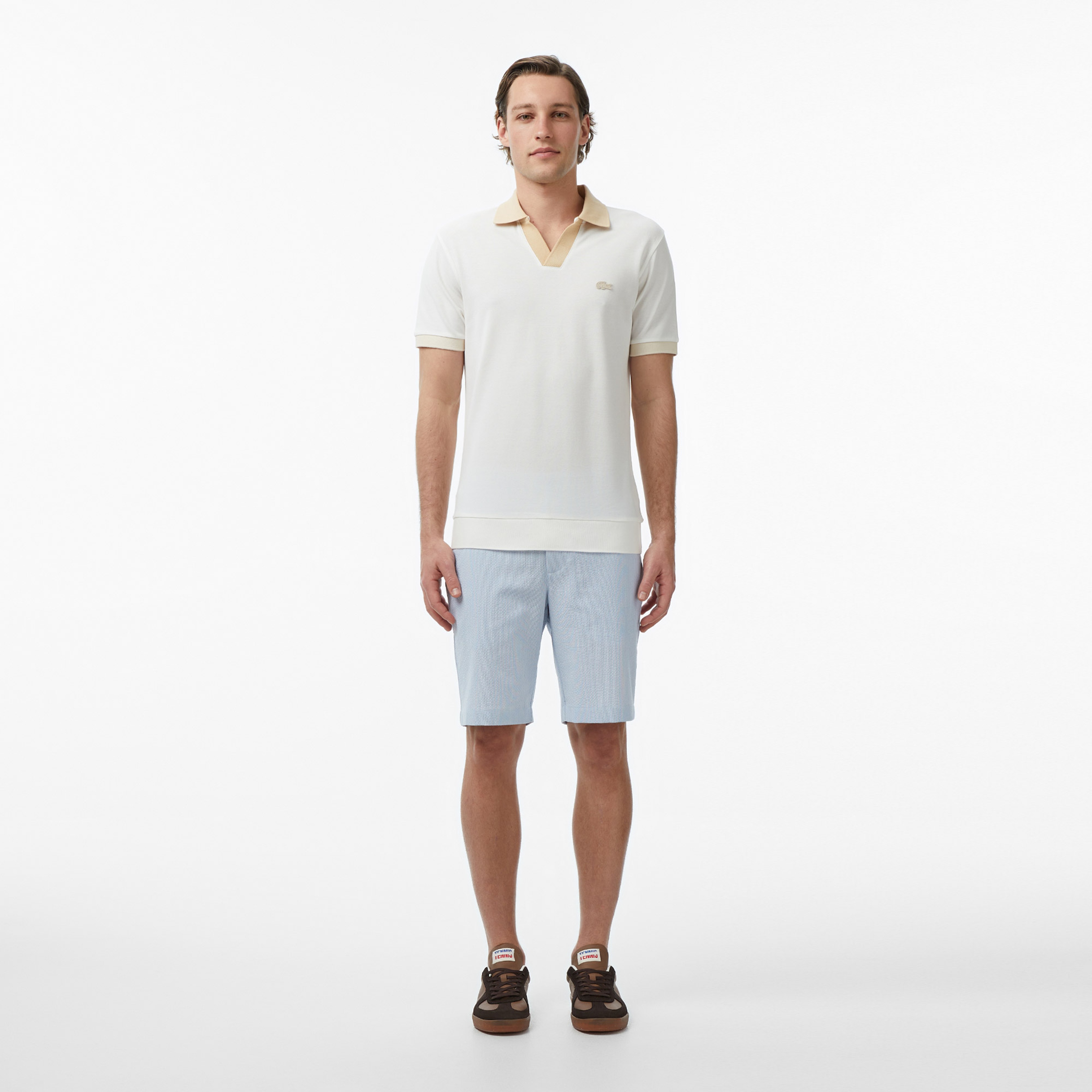 Erkek Regular Fit Polo Yaka Krem Polo