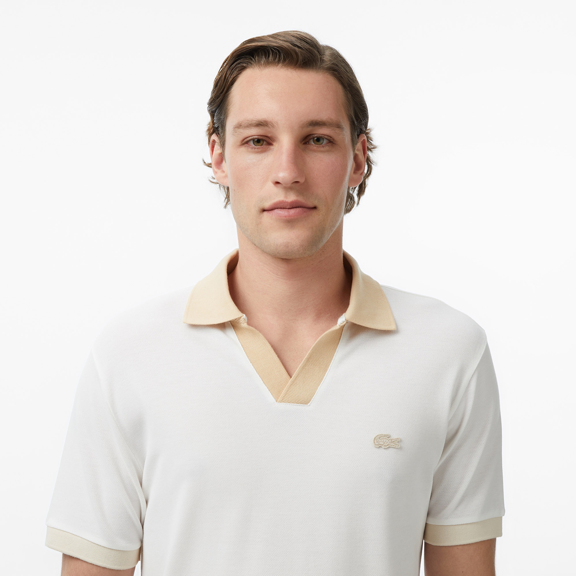 Erkek Regular Fit Polo Yaka Krem Polo