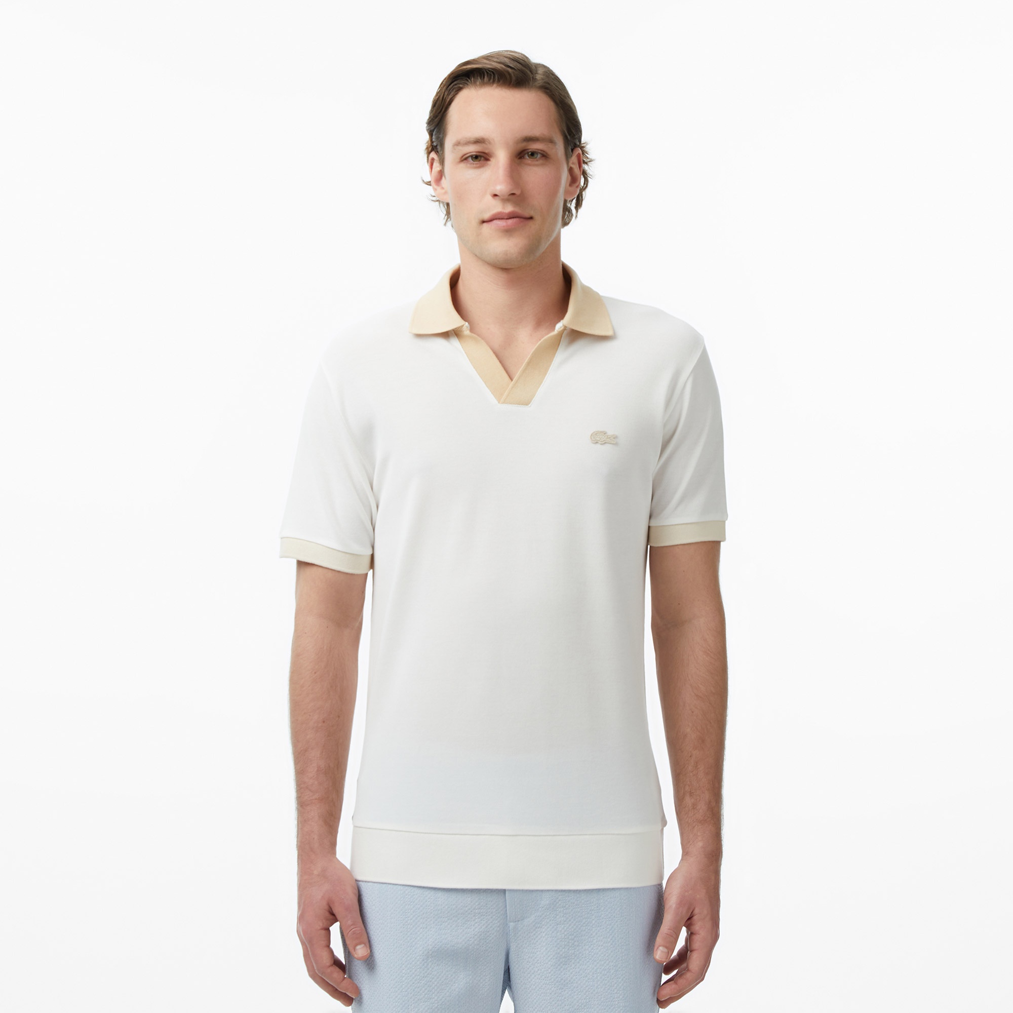Erkek Regular Fit Polo Yaka Krem Polo