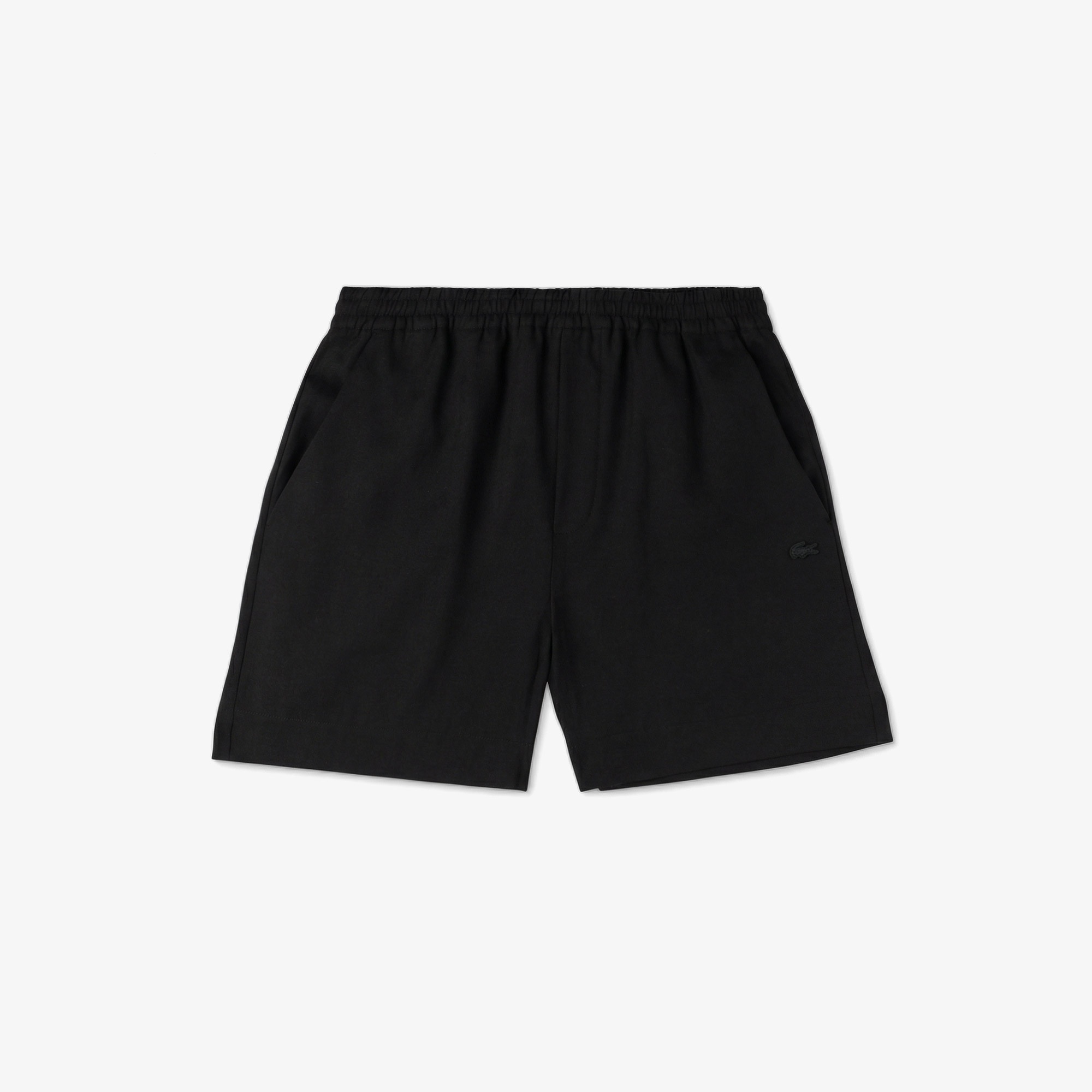 Kadın Relaxed Fit Keten Siyah Bermuda Şort