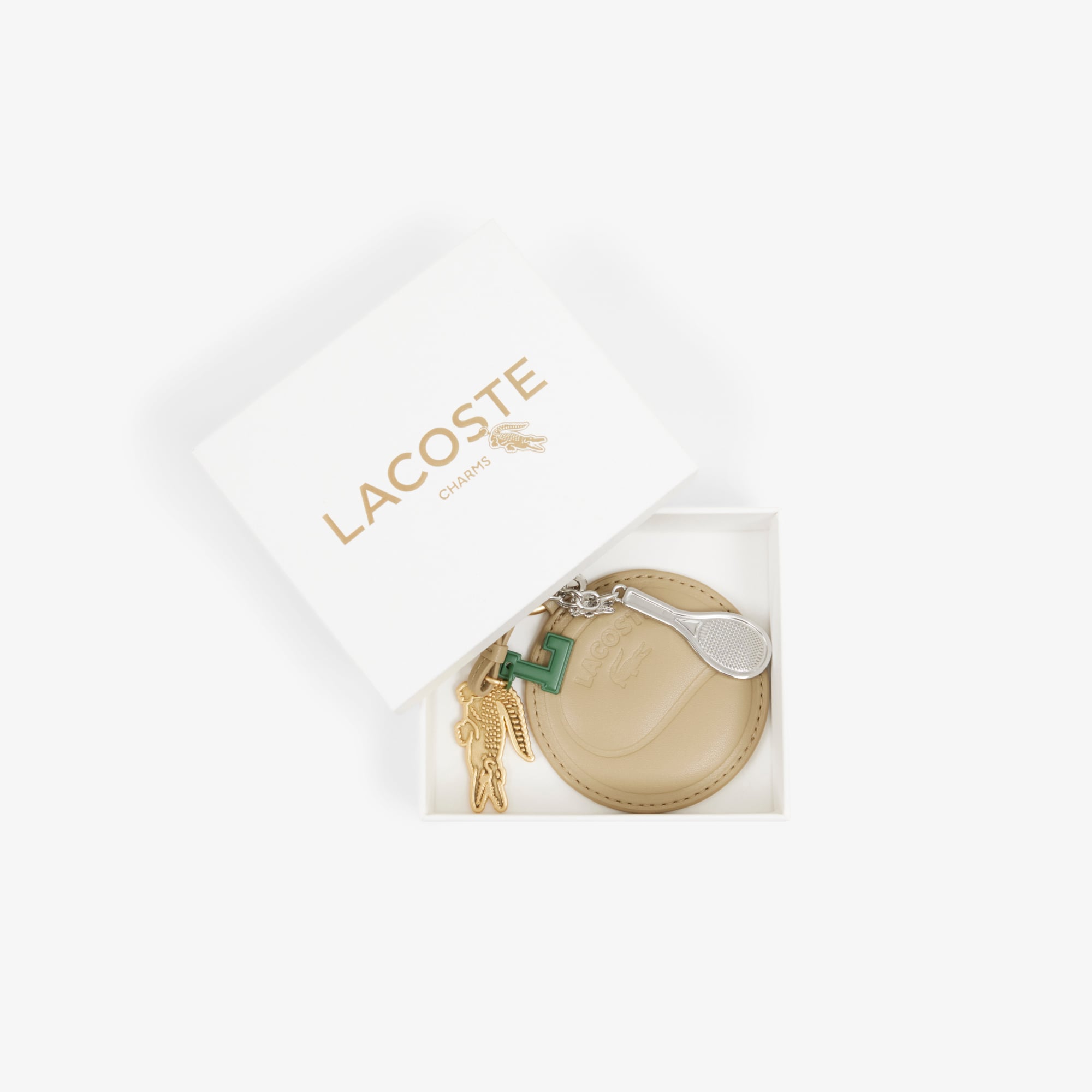 Lacoste Tennis Racket Mirror L Charms Kadın Bej Anahtarlık görsel 5