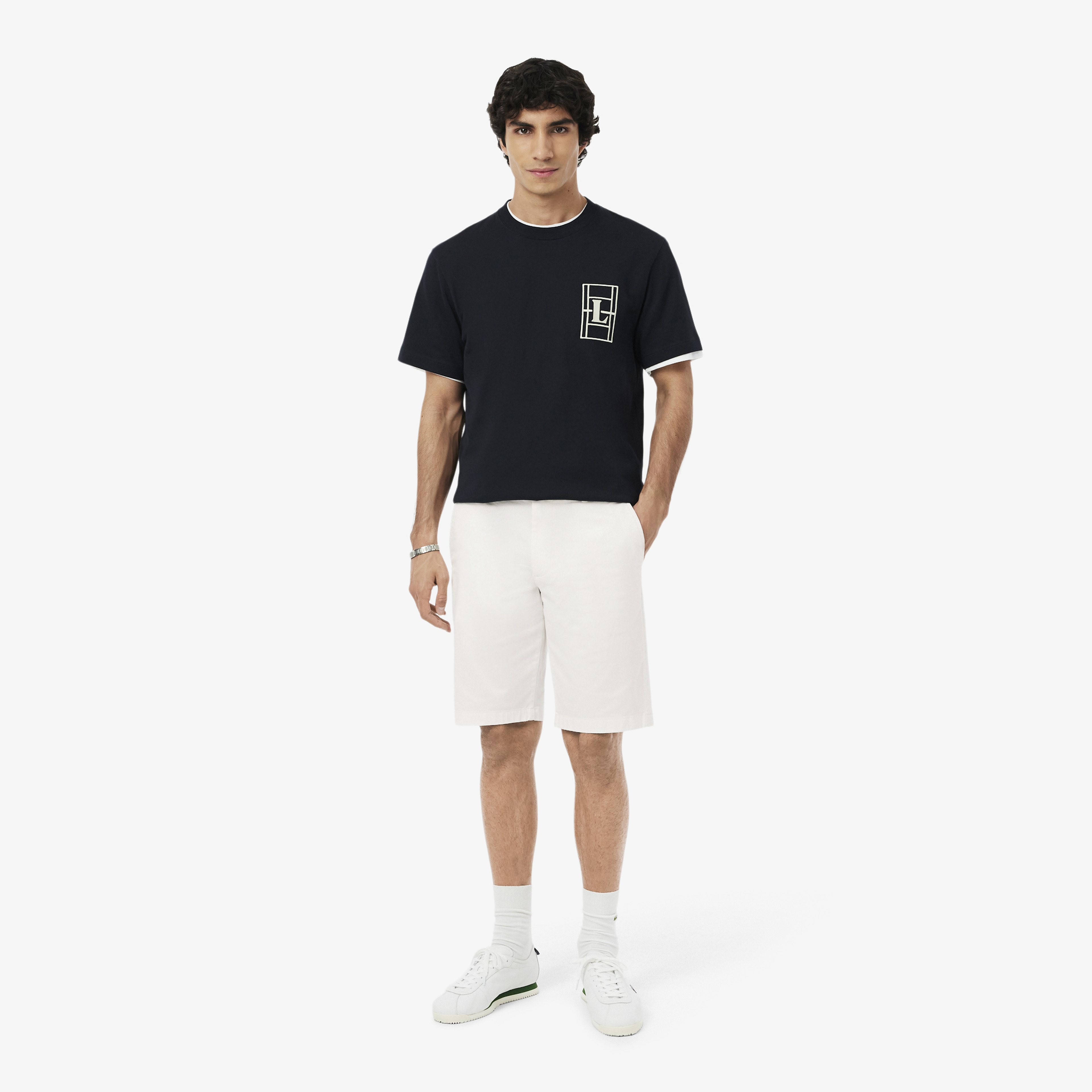 Erkek Slim Fit Beyaz Bermuda Şort