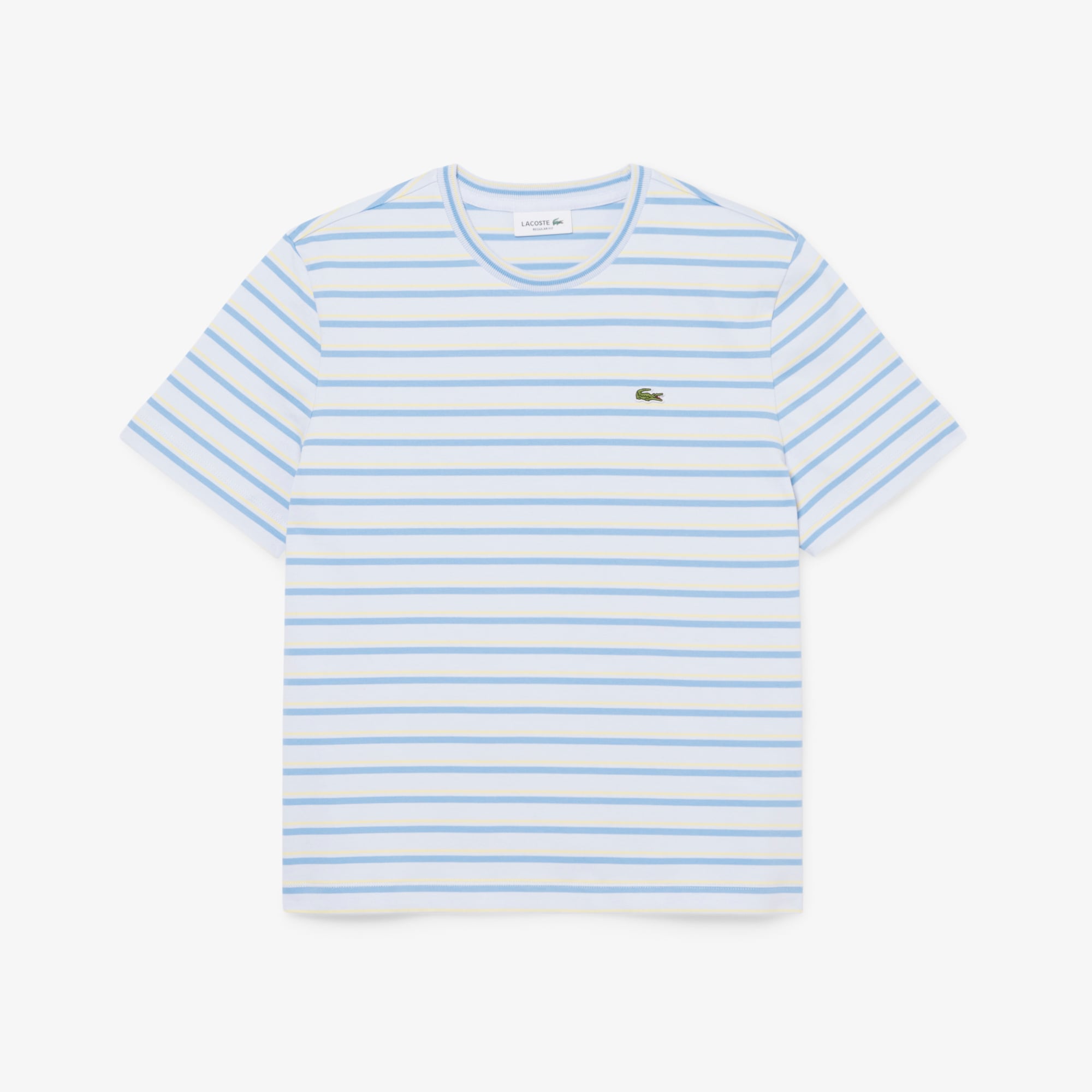 Lacoste Kadın Regular Fit Bisiklet Yaka Çizgili Mavi T-Shirt görsel 4