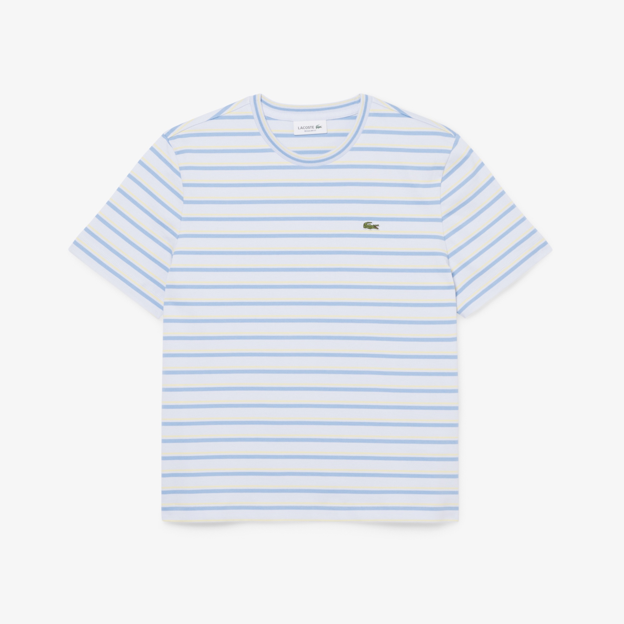 Kadın Regular Fit Bisiklet Yaka Çizgili Mavi T-Shirt