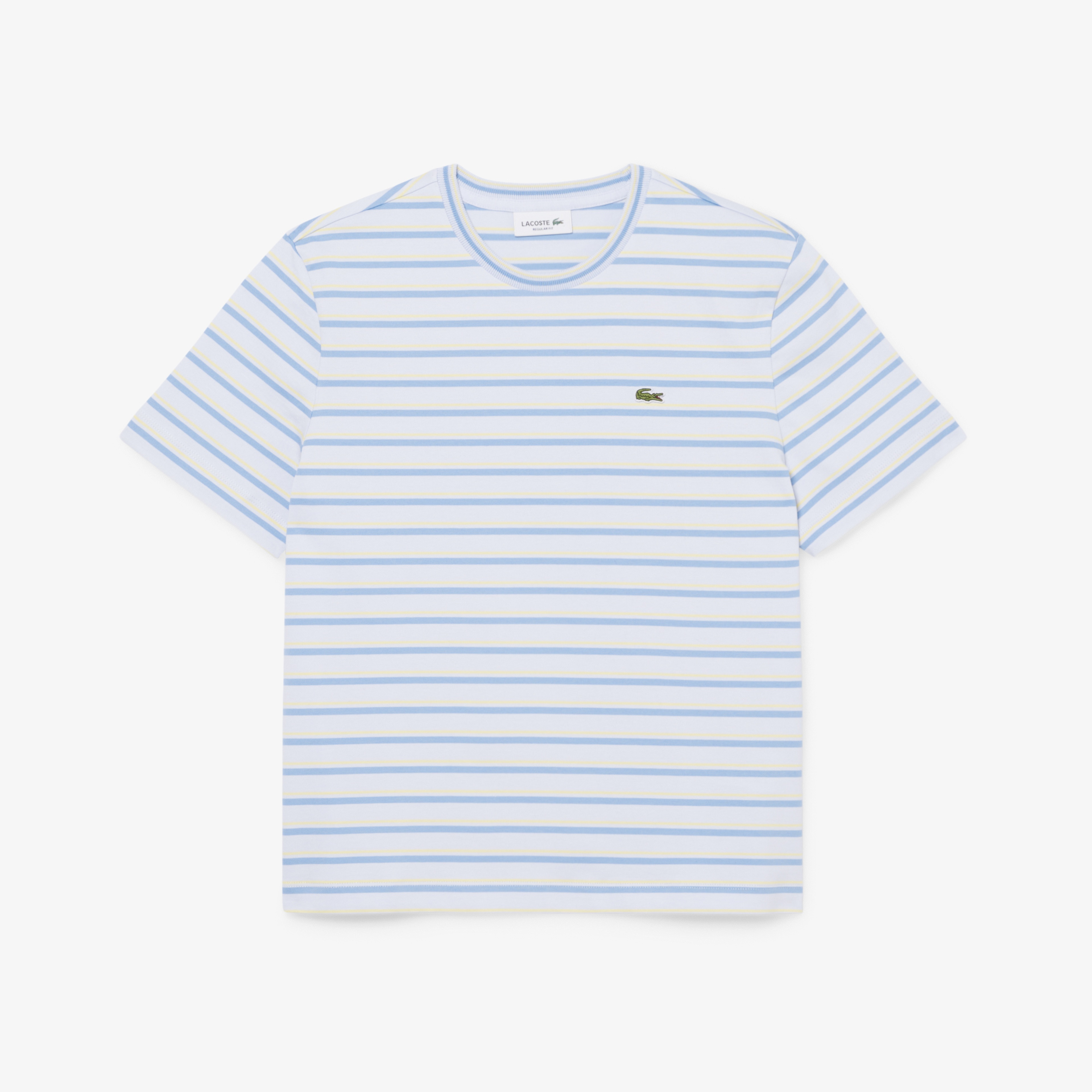 Kadın Regular Fit Bisiklet Yaka Çizgili Mavi T-Shirt