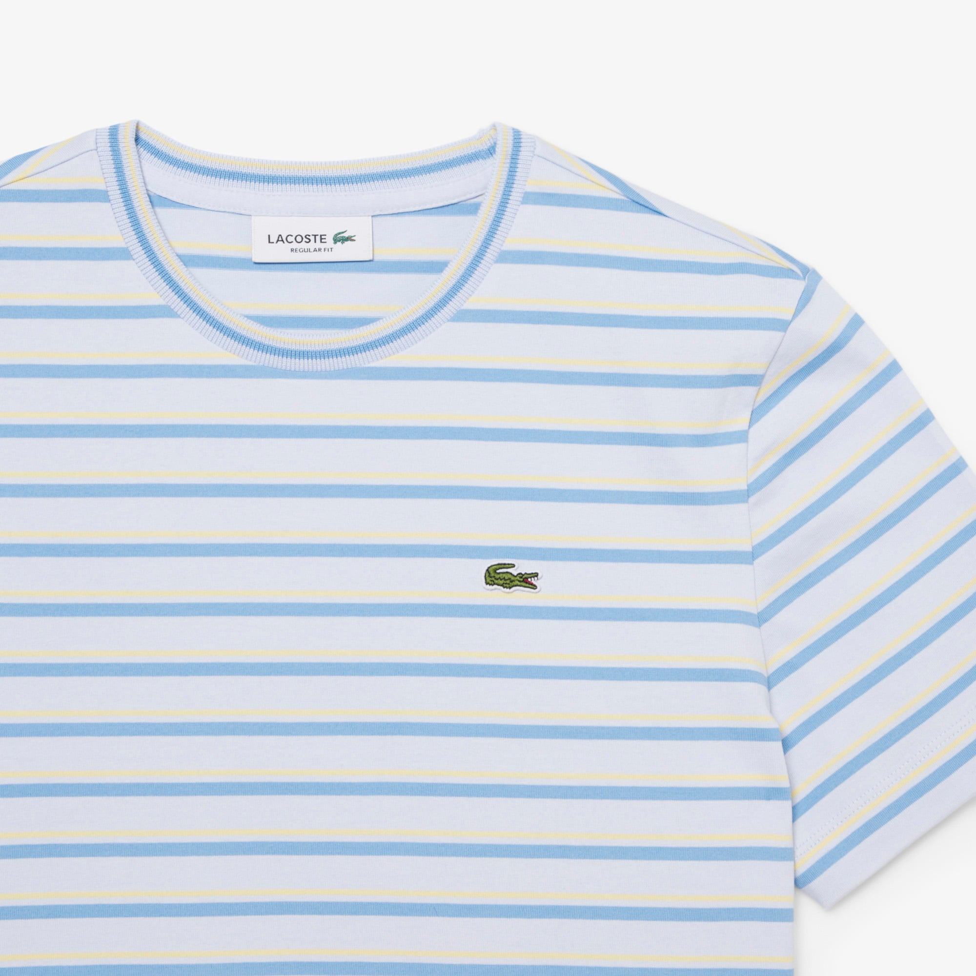 Lacoste Kadın Regular Fit Bisiklet Yaka Çizgili Mavi T-Shirt görsel 5
