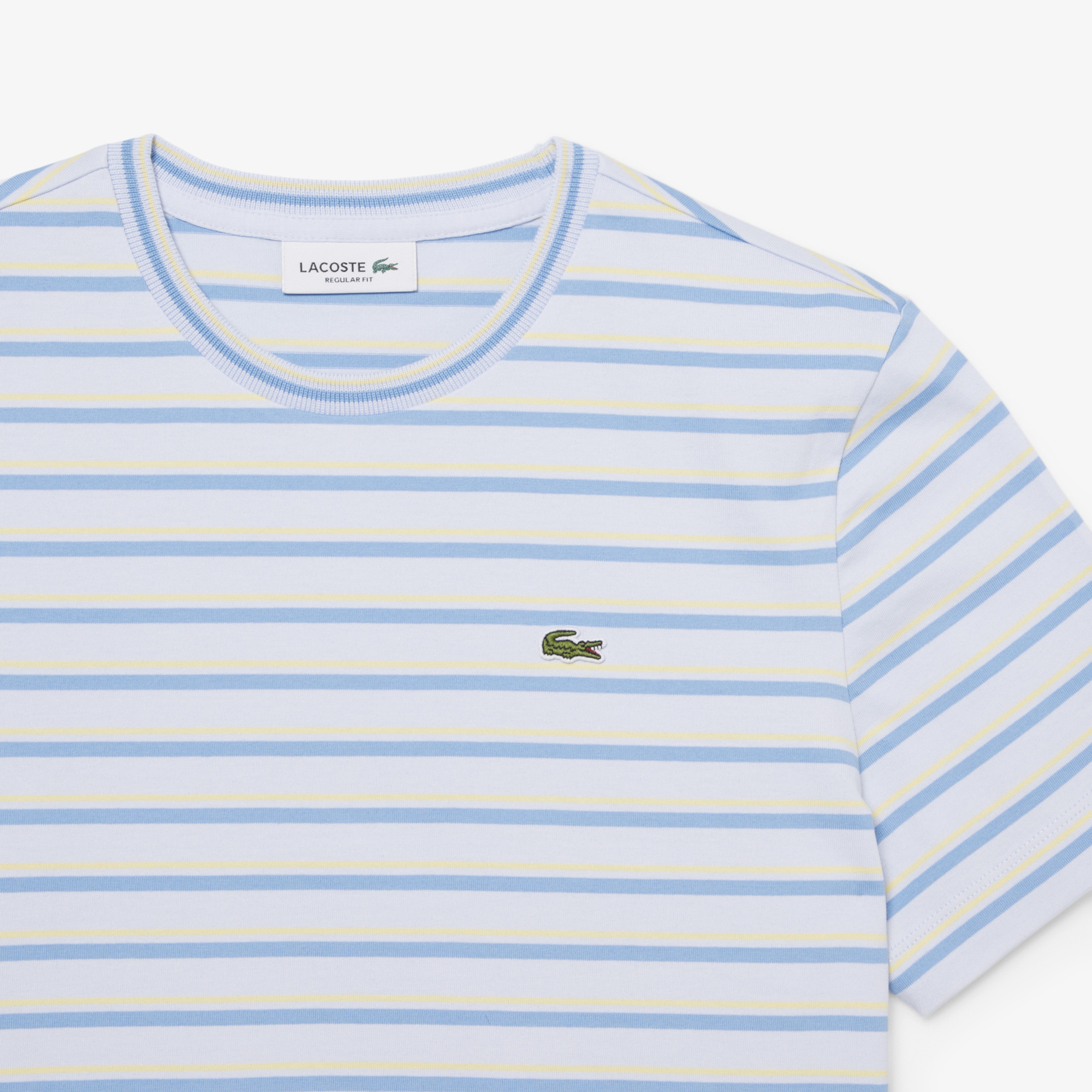 Kadın Regular Fit Bisiklet Yaka Çizgili Mavi T-Shirt