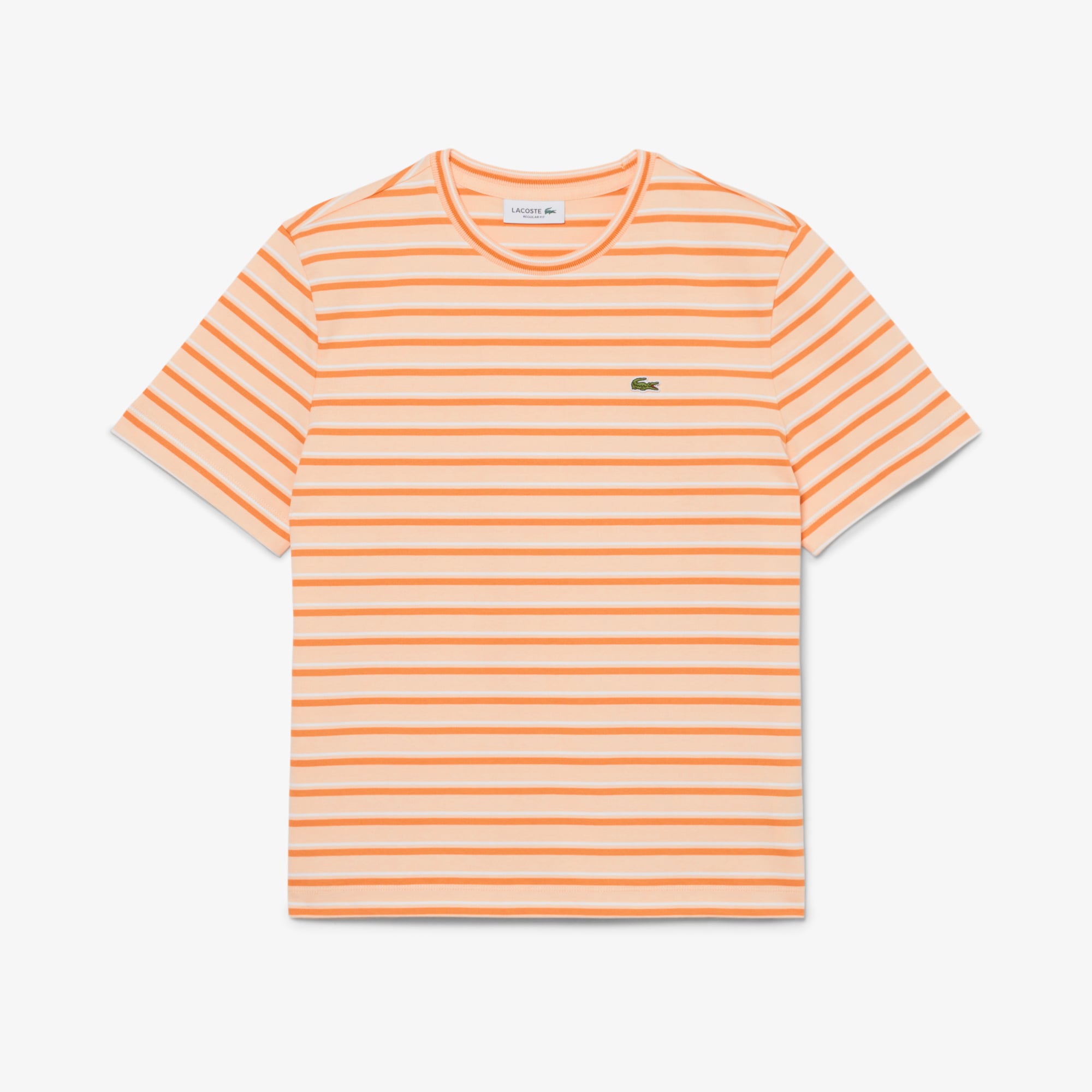 Lacoste Kadın Regular Fit Bisiklet Yaka Çizgili Turuncu T-Shirt görsel 4