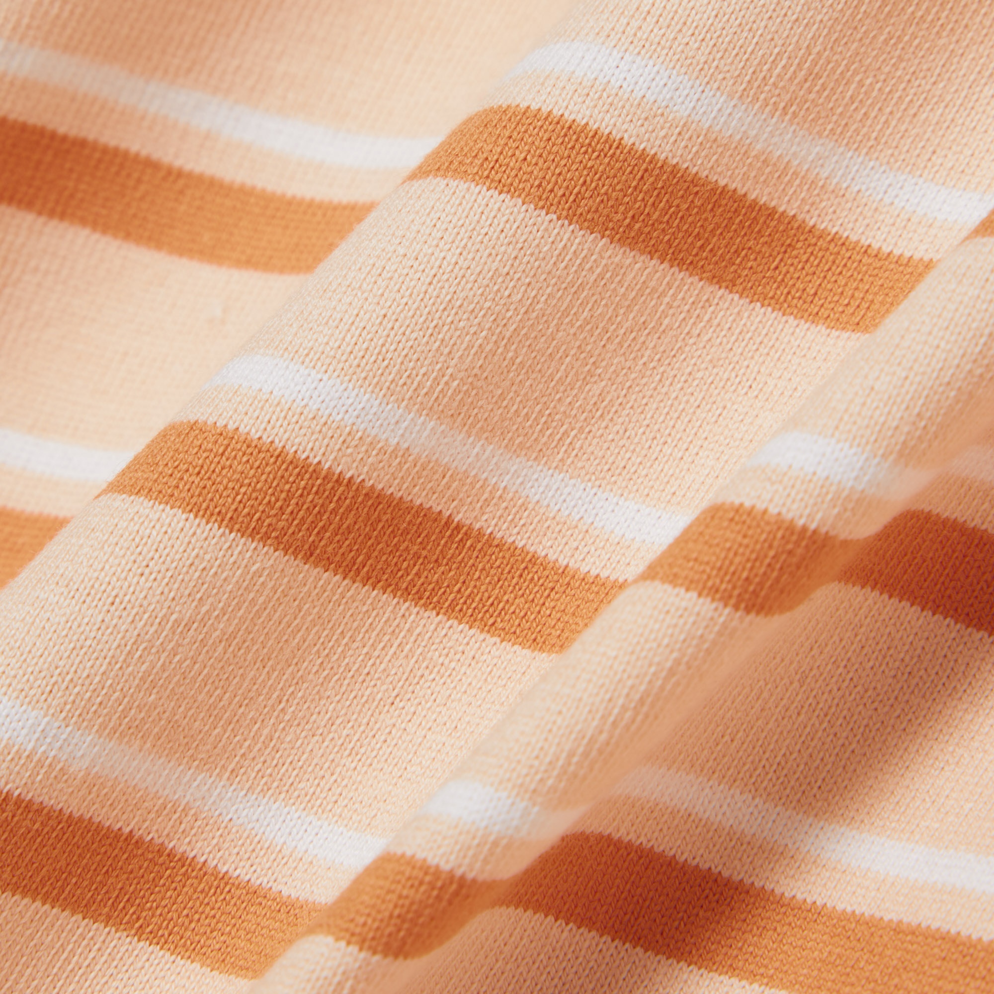 Kadın Regular Fit Bisiklet Yaka Çizgili Turuncu T-Shirt