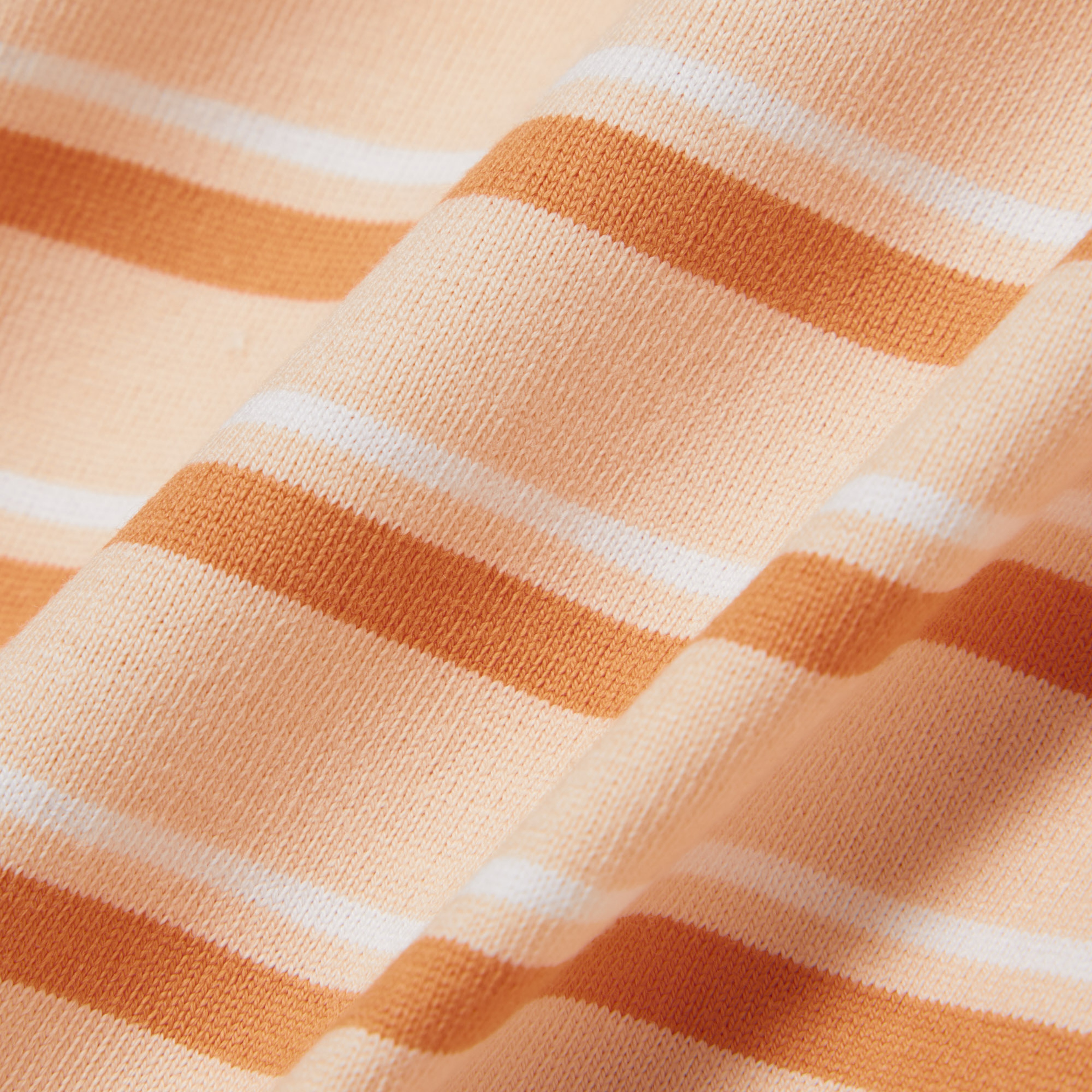 Kadın Regular Fit Bisiklet Yaka Çizgili Turuncu T-Shirt